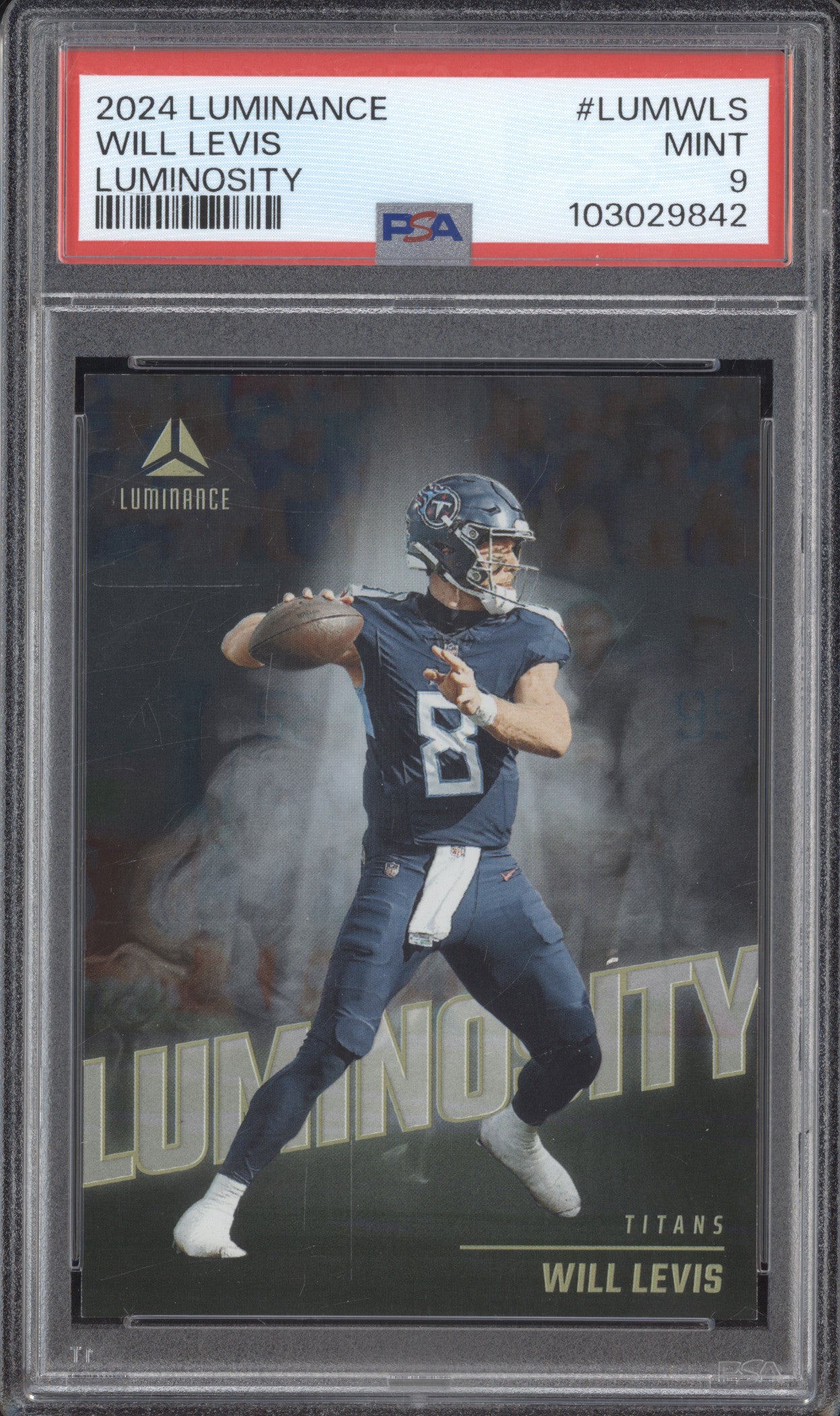 Will Levis 2024 Panini Luminance LUM-WLS Luminosity PSA 9