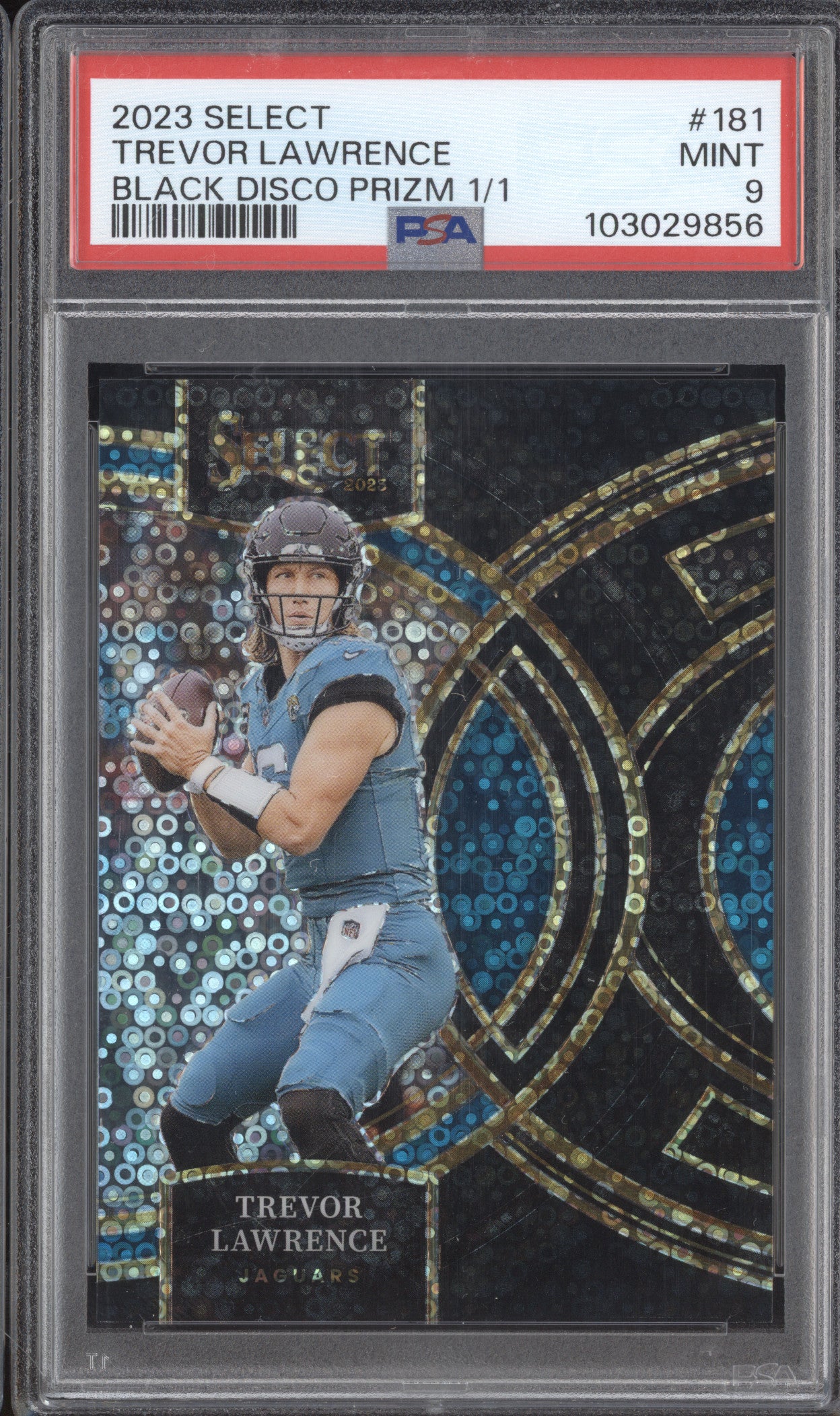 Trevor Lawrence 2023 Panini Select 181 Black Disco Prizm 1/1 PSA 9
