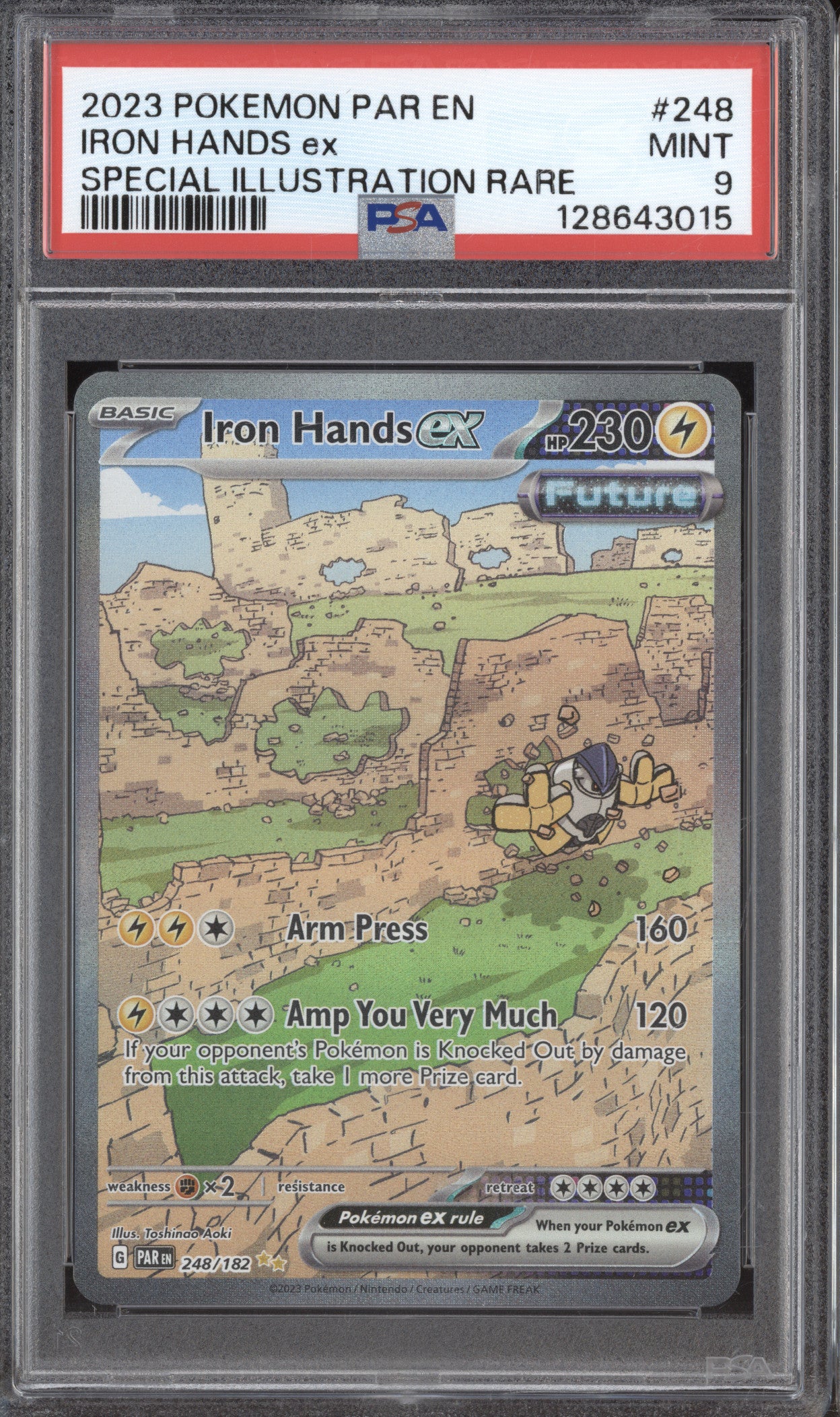 2023 Pokemon Paradox Rift PAR 248/182 Iron Hands ex Special Illustration PSA 9