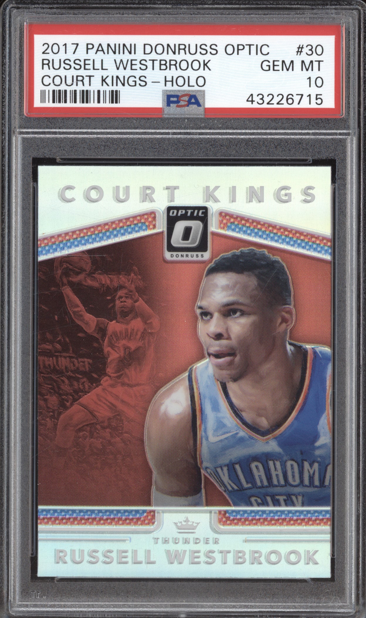 2017 Panini Donruss Optic 30 Russell Westbrook Court Kings Holo PSA 10