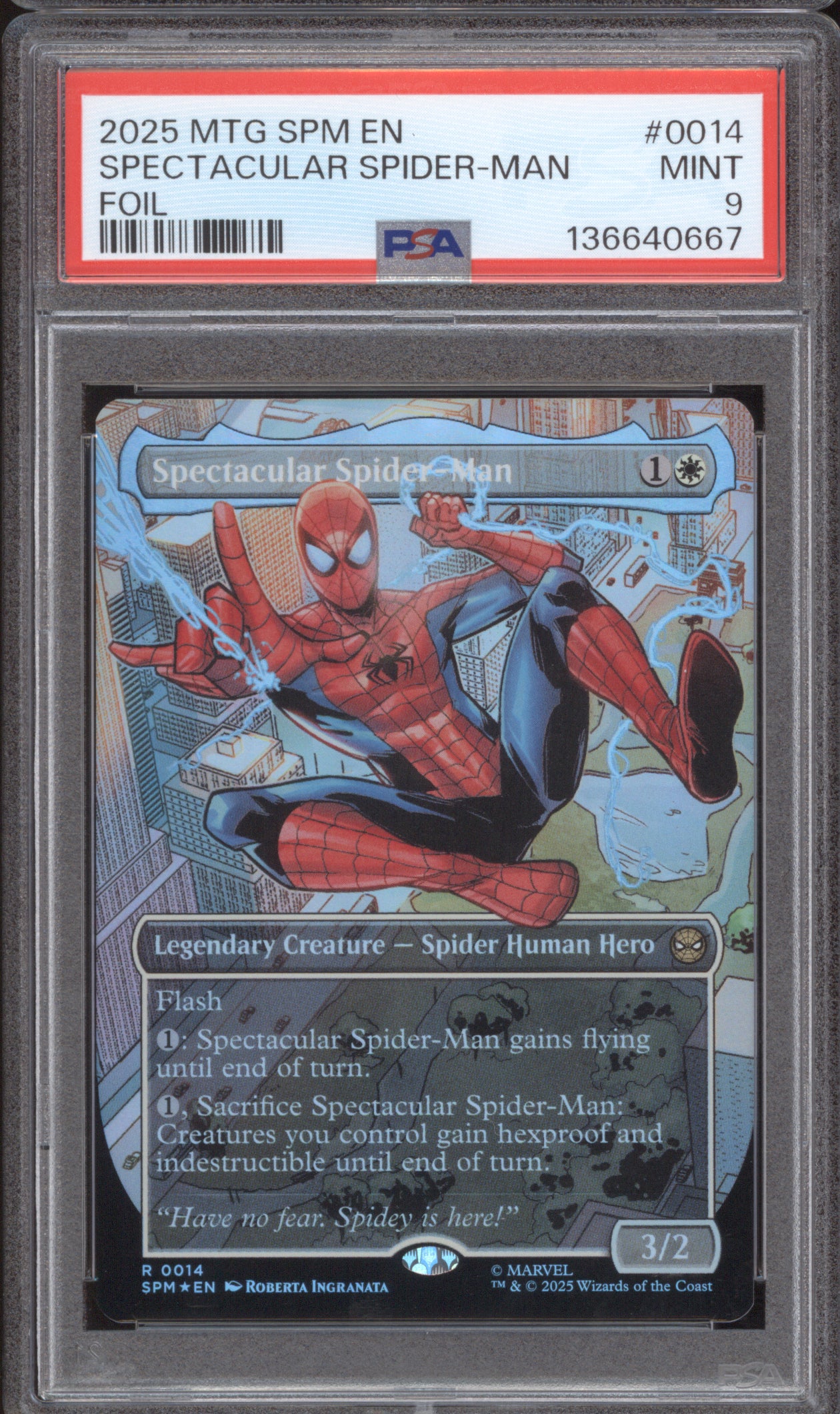 2025 MTG Marvel's Spider-Man 0014 Spectacular Spider-Man Foil PSA 9