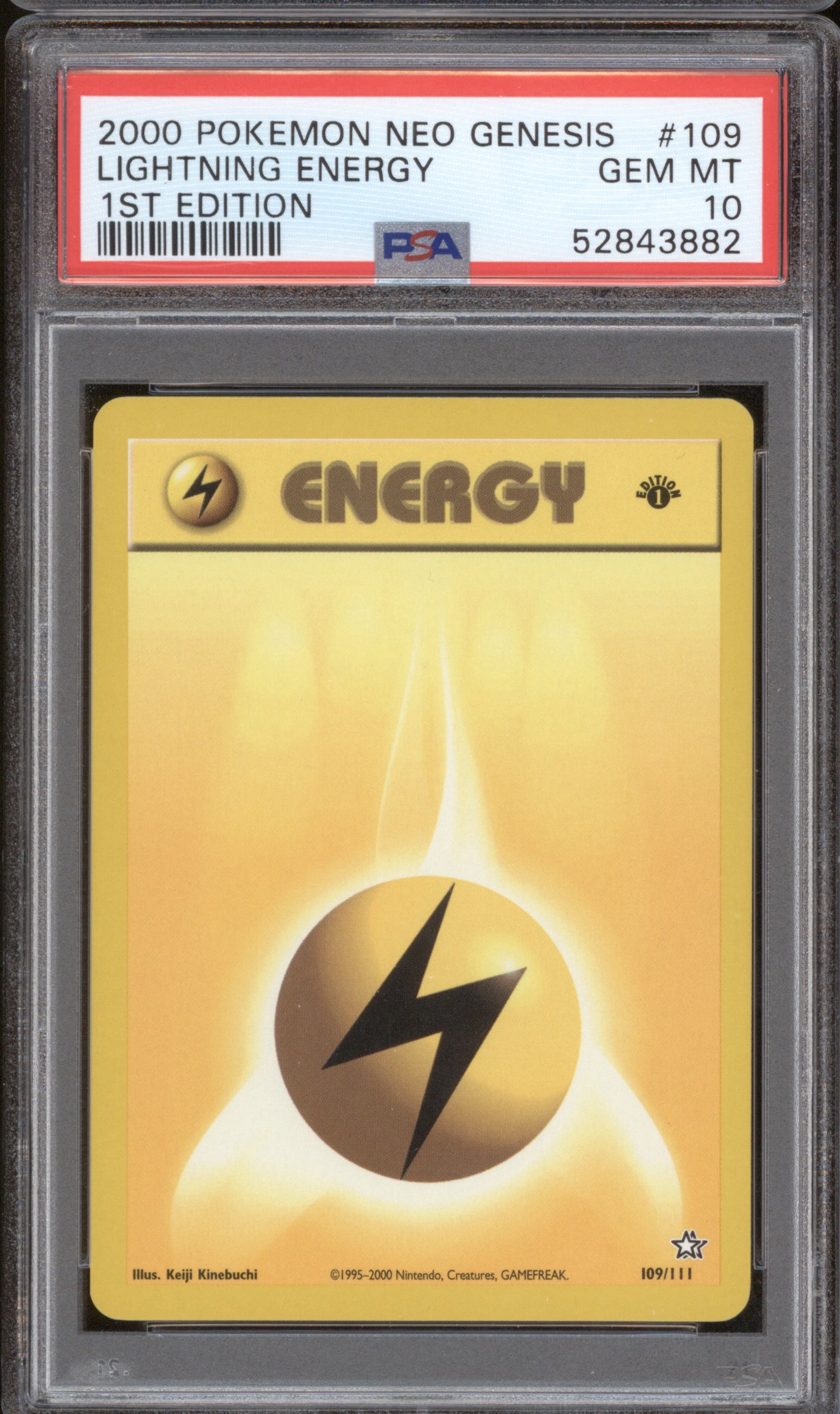 Lightning Energy 2000 Pokemon Neo Genesis 109/111 1st Edition PSA 10