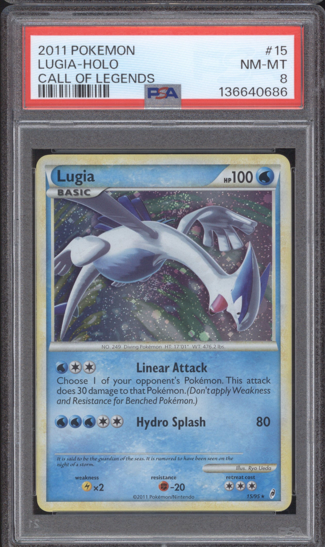 Lugia 2011 Pokemon Call of Legends 15/95 Holo PSA 8