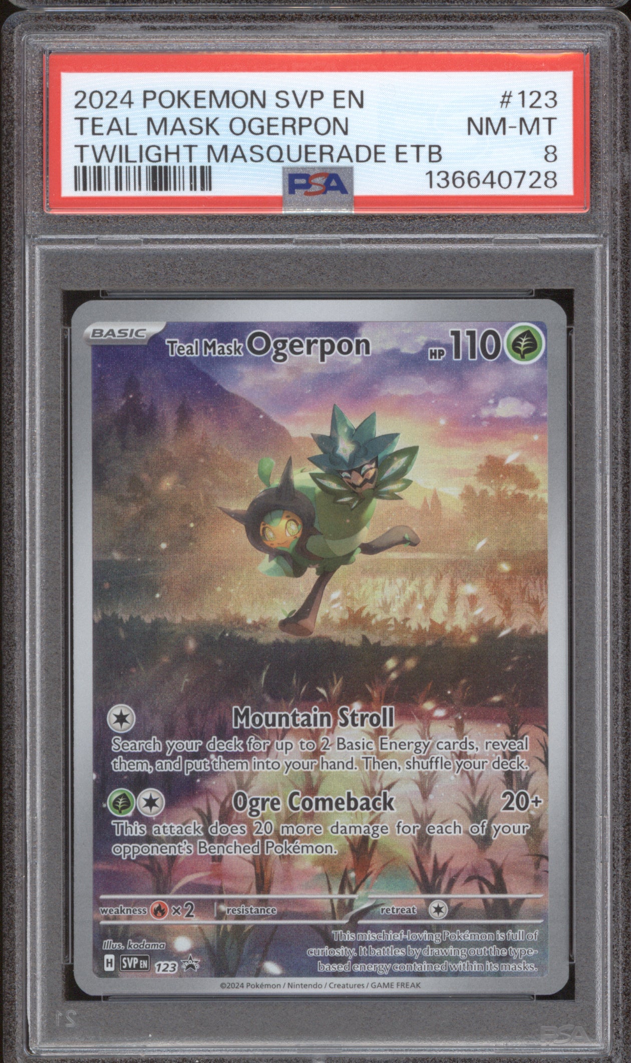 Teal Mask Ogerpon 2024 Pokemon Scarlet & Violet Promo SVP 123 PSA 8