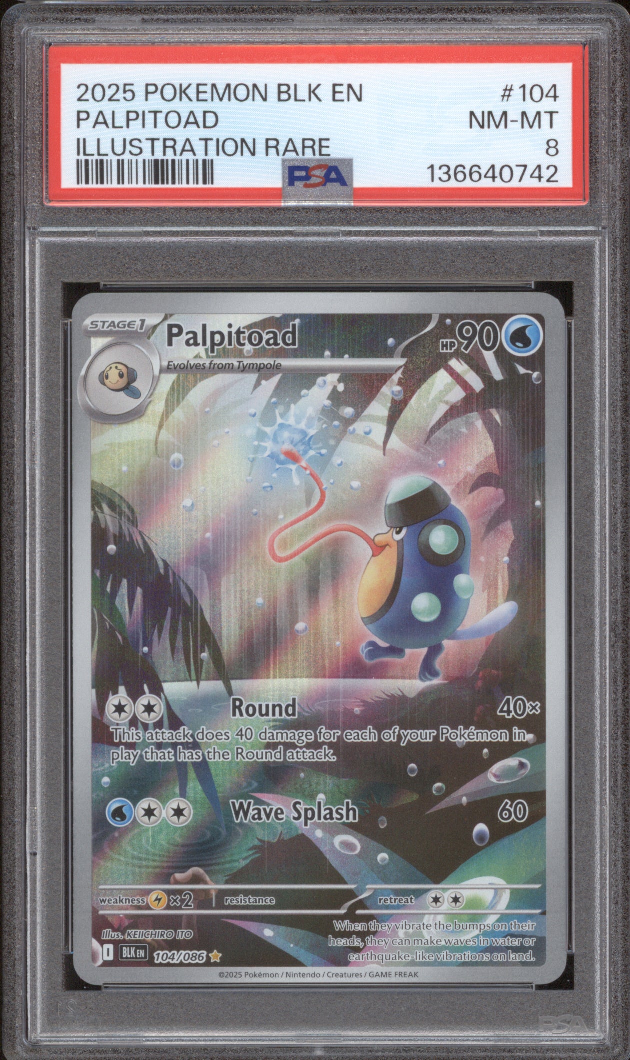 Palpitoad 2025 Pokemon Black Bolt BLK 104/086 PSA 8