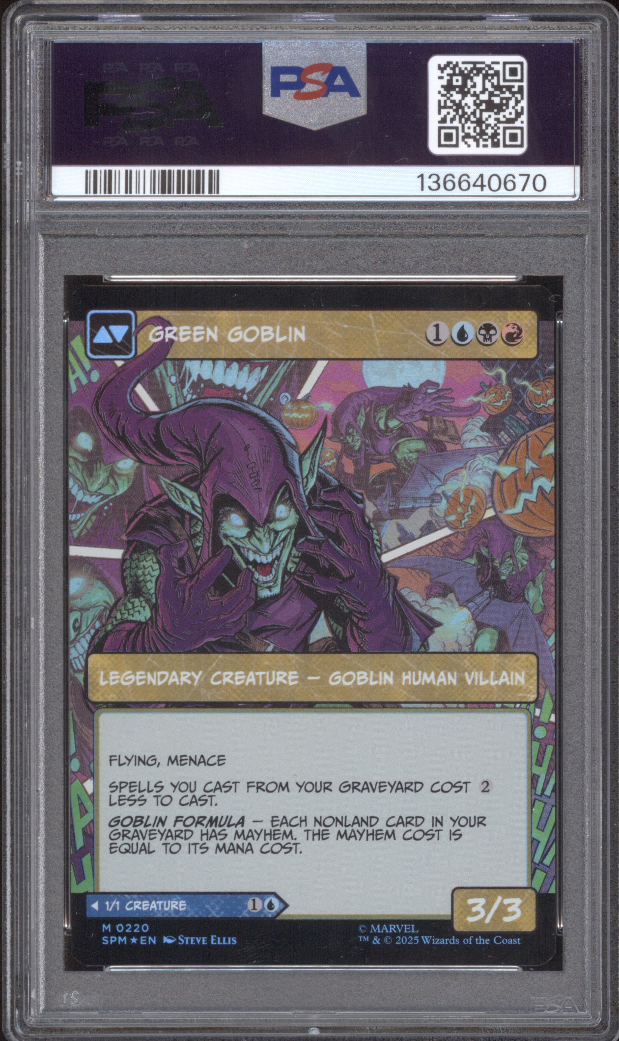 2025 MTG Marvel Spider-Man 0220 Norman Osborn/Goblin Borderless-Foil PSA 10