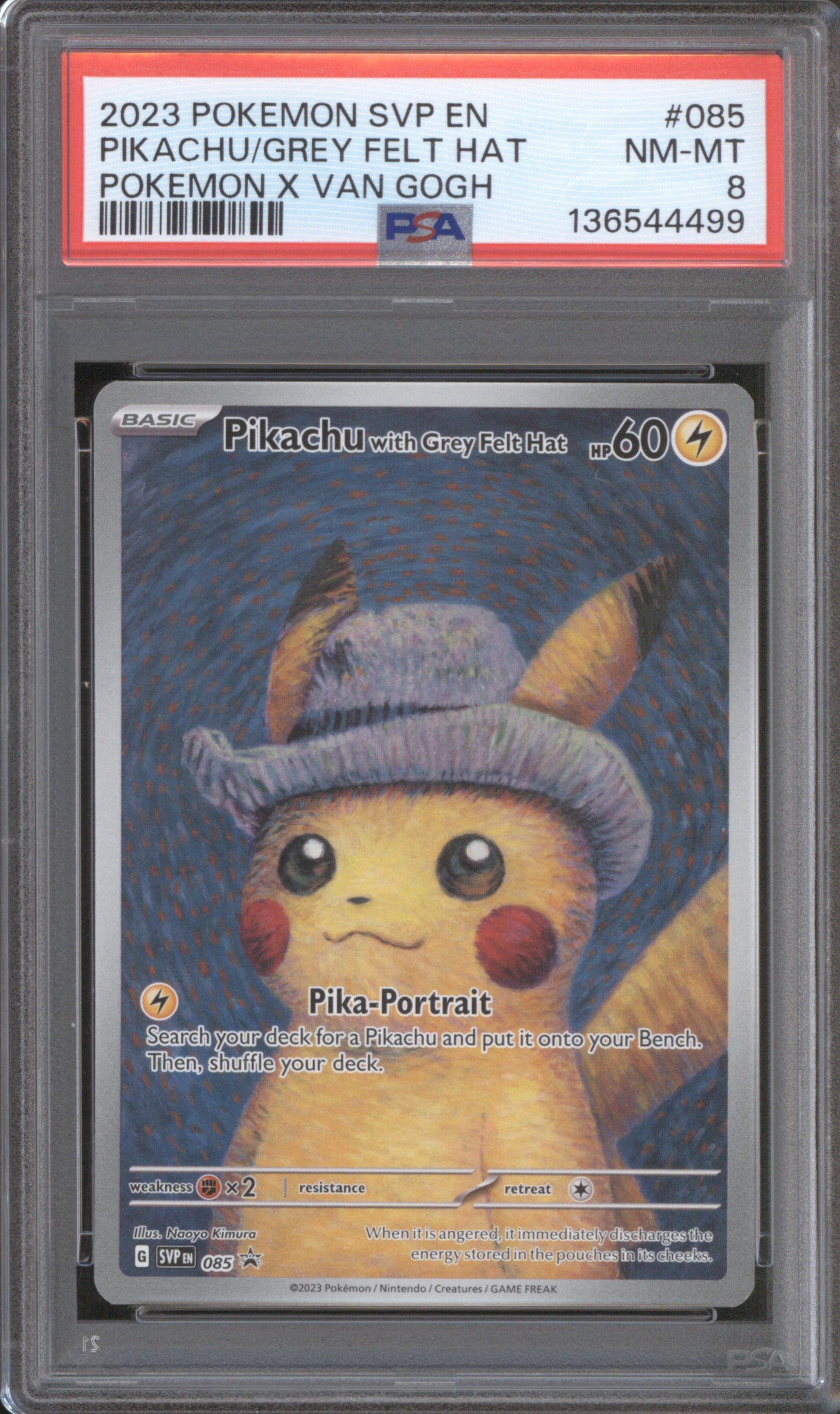 Pikachu with Grey Felt Hat 2023 Pokemon SVP 085 Scarlet & Violet Promo PSA 8
