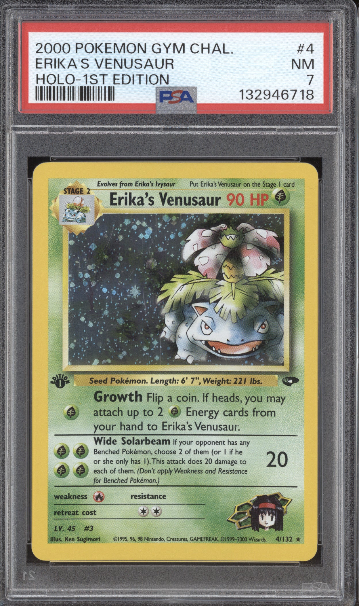 Erika's Venusaur 2000 Pokemon Gym Challenge 4/132 Rare Holo 1st Edition PSA 7