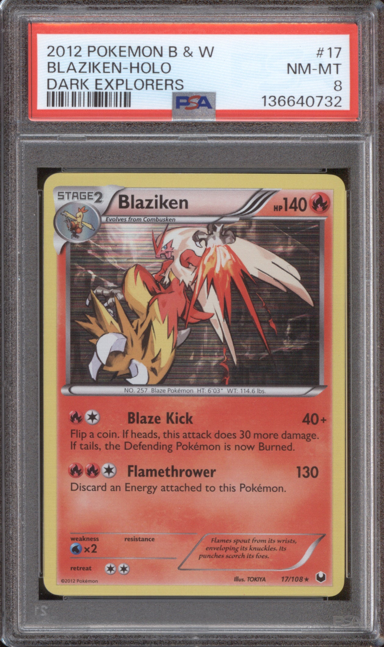 Blaziken 2012 Pokemon Dark Explorers 17/108 Holo PSA 8