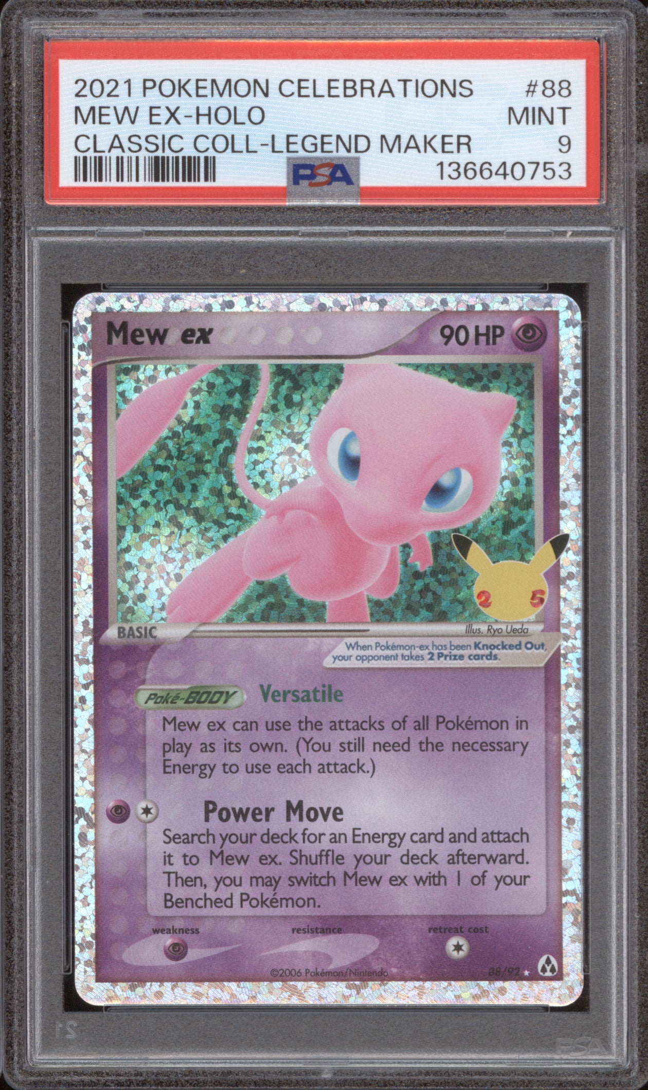 Mew ex 2021 Pokemon Celebrations 88/92 Classic Collection PSA 9