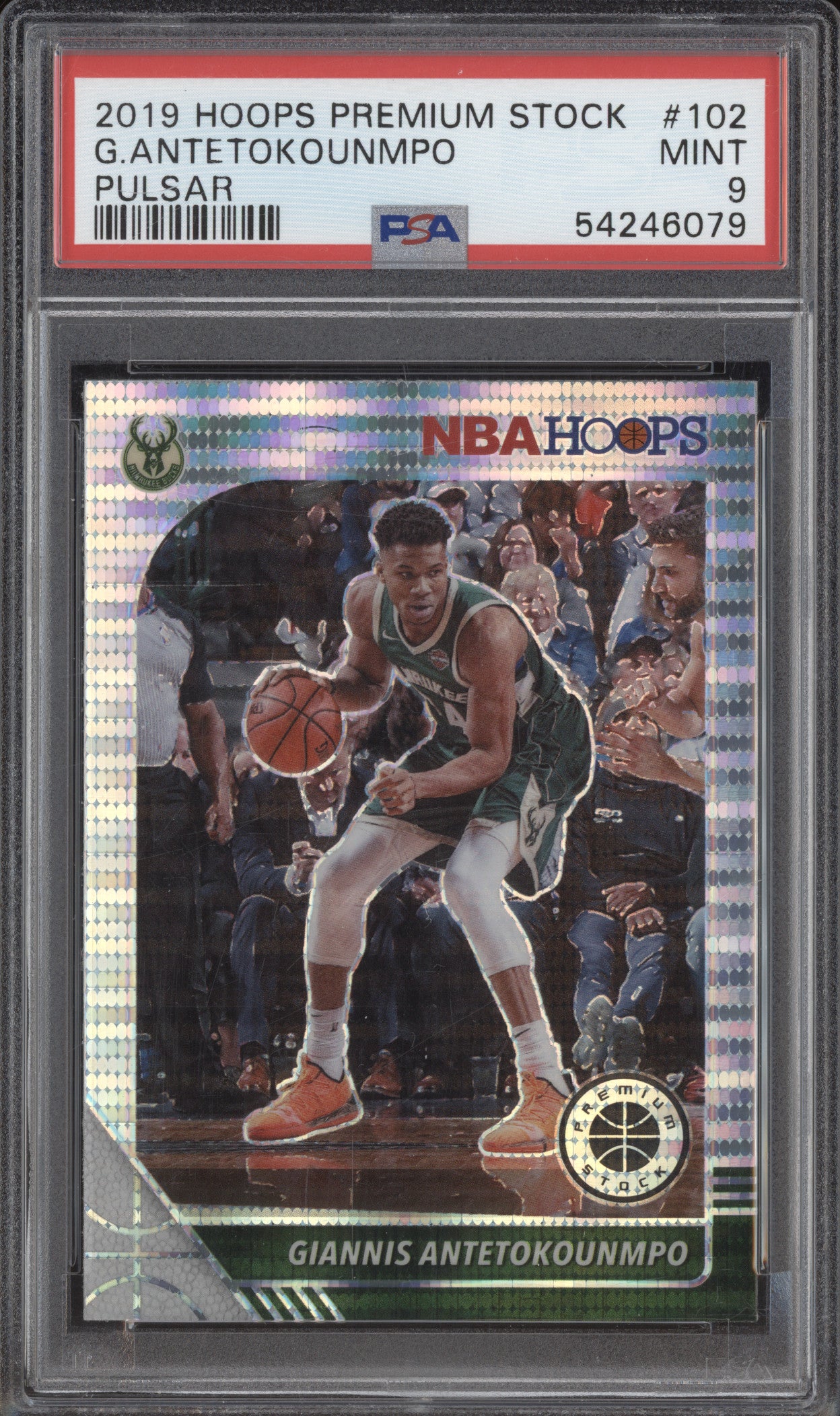 2019 Panini Hoops Premium Stock 102 Giannis Antetokounmpo Pulsar PSA 9