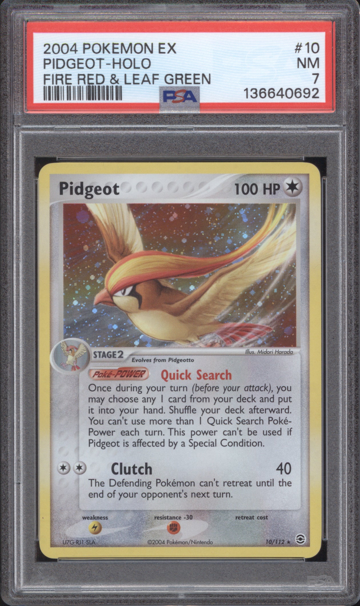 Pidgeot 2004 Pokemon Fire Red & Leaf Green 10/112 Holo PSA 7