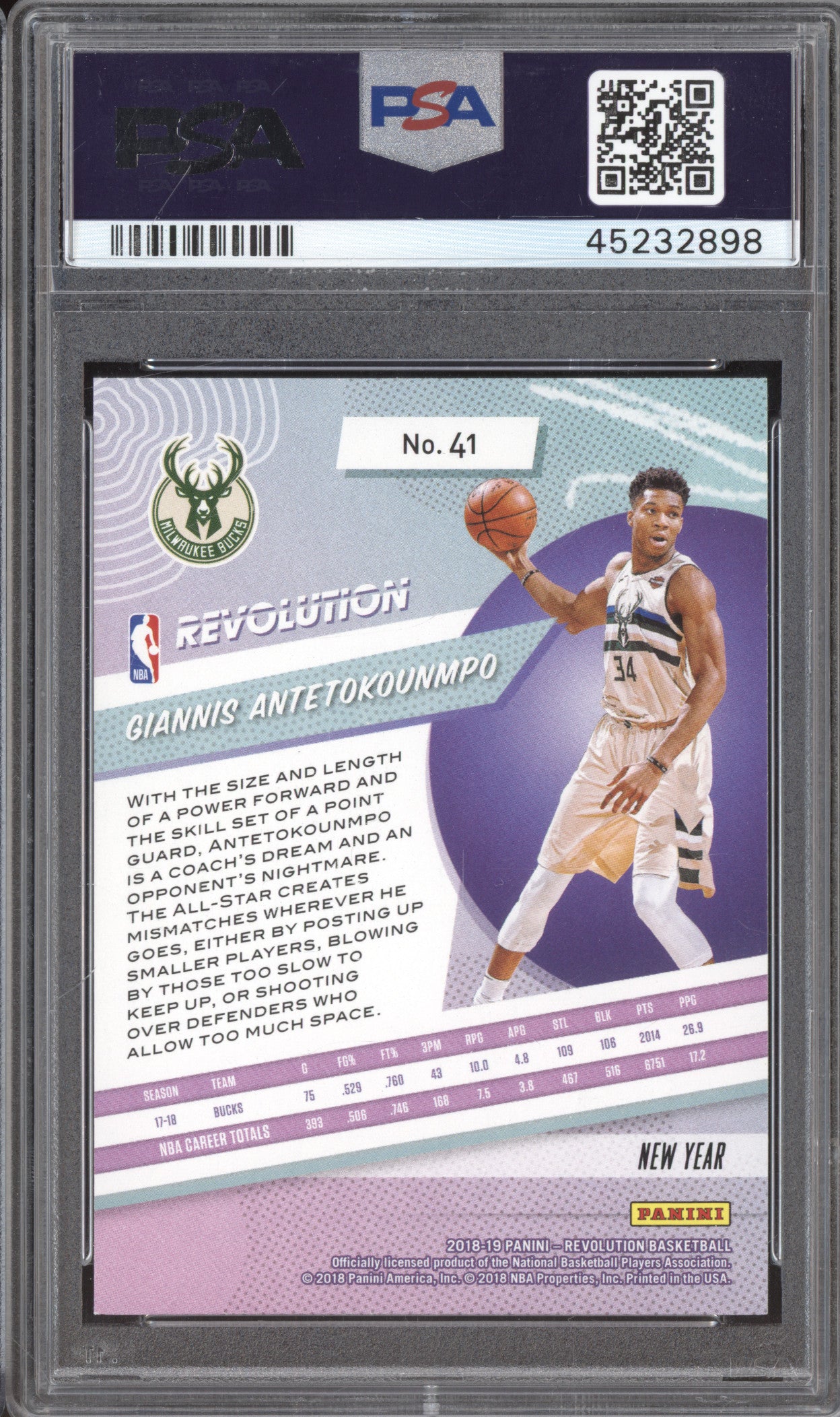 2018 Panini Revolution 41 Giannis Antetokounmpo Chinese New Year PSA 9
