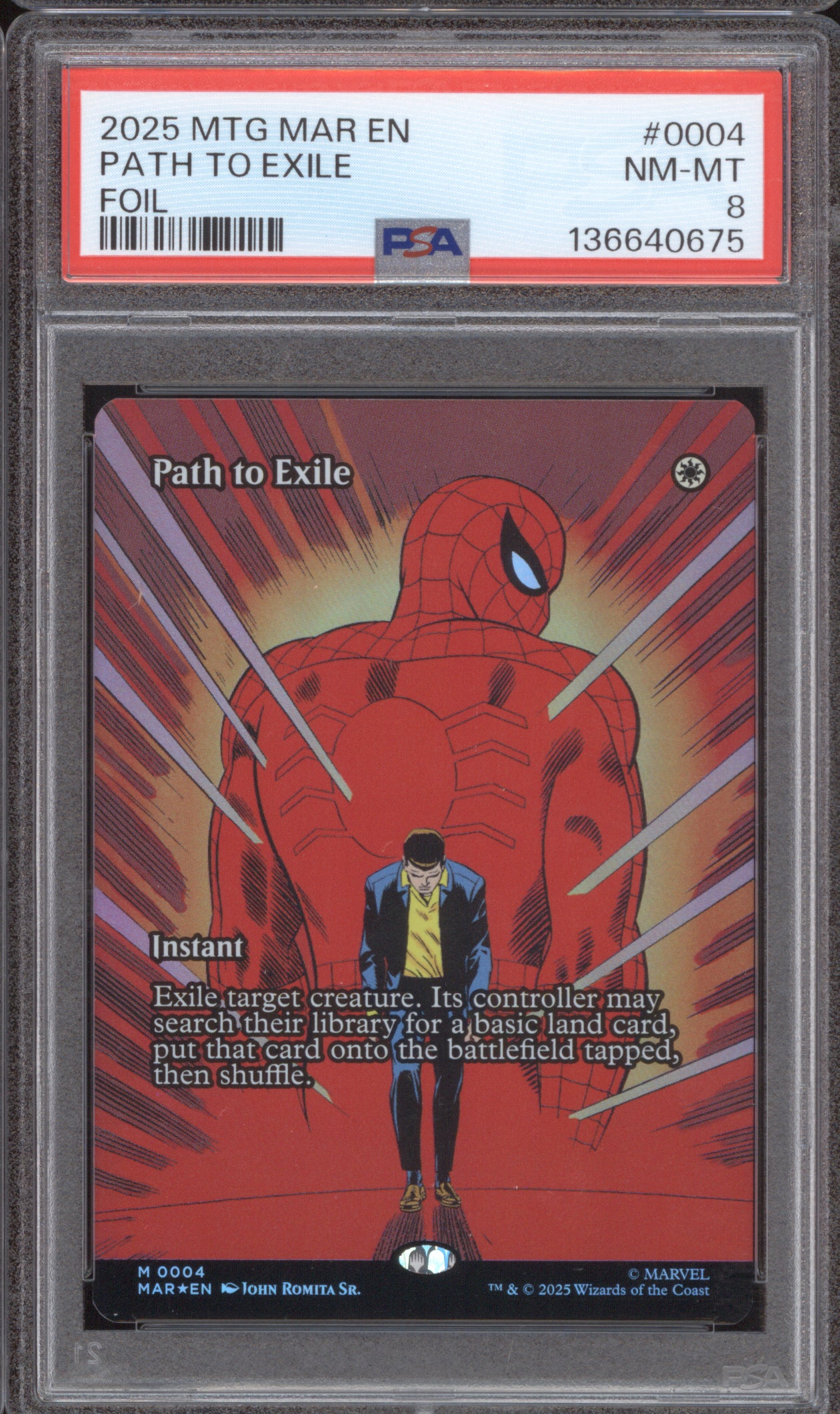 2025 MTG Marvel's Spider-Man 0004 Path to Exile Foil PSA 8