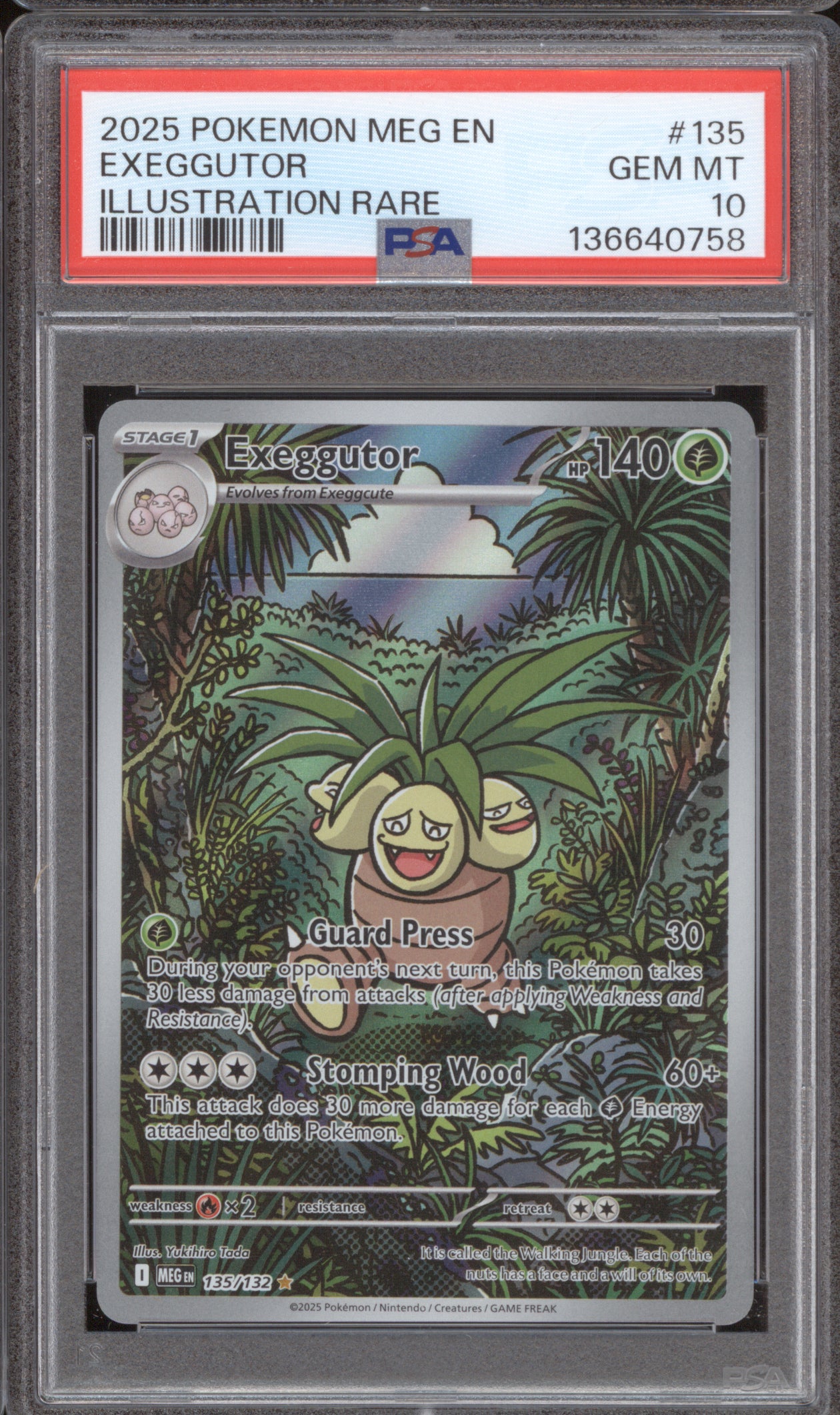 Exeggutor 2025 Pokemon Mega Evolution MEG 135/132 Illustration Rare PSA 10