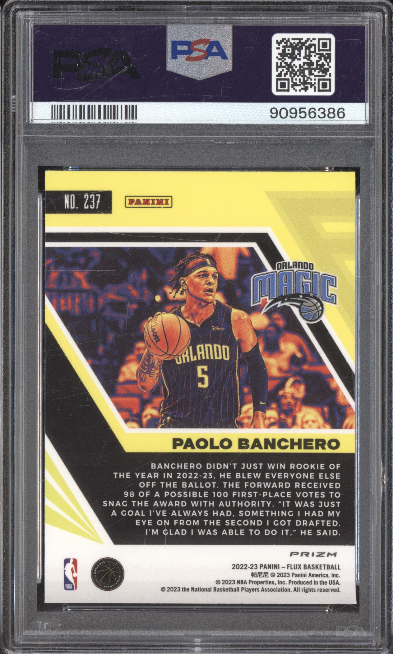 Paolo Banchero 2022 Panini Flux Silver Rookie RC 237 PSA 9