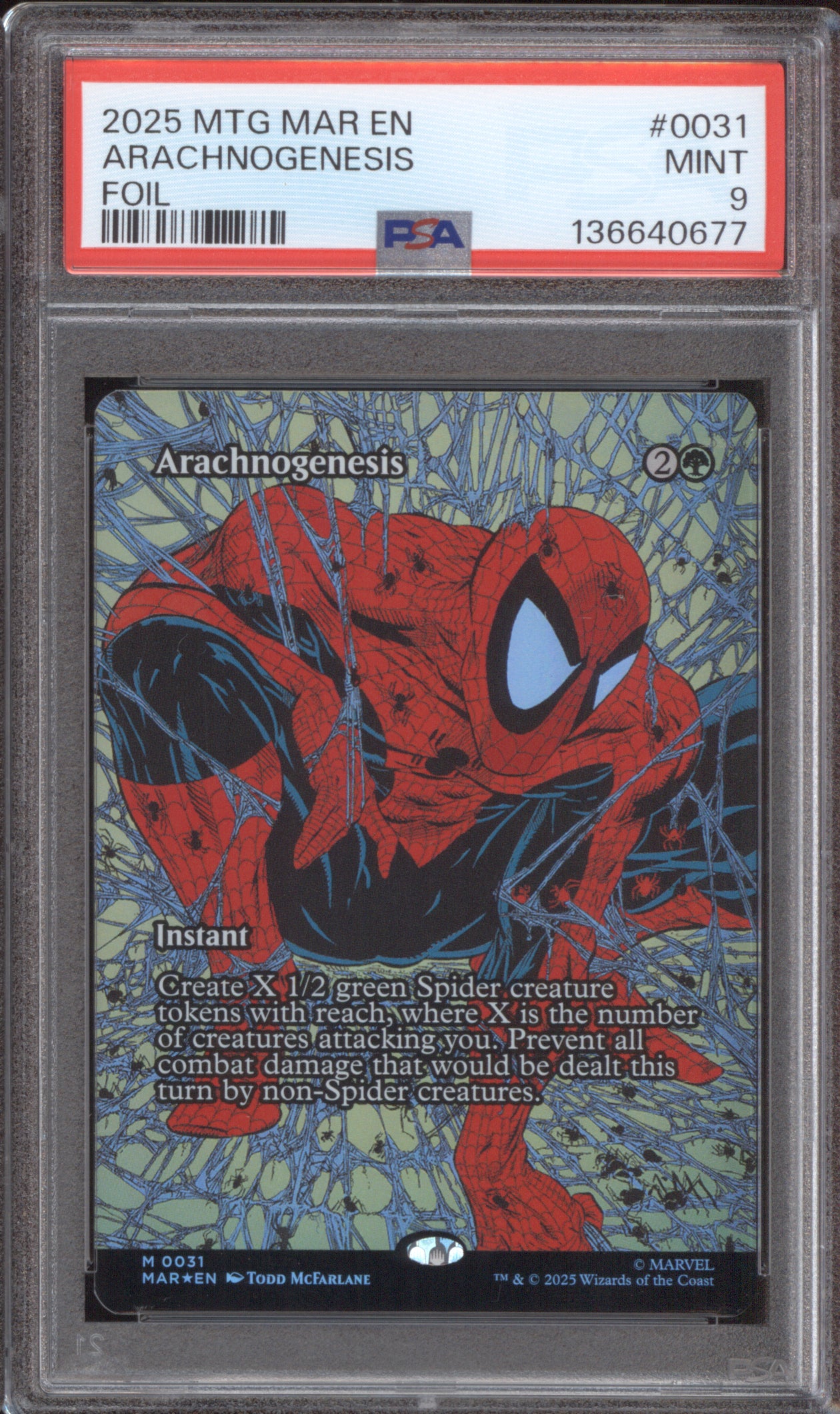 2025 MTG Marvel's Spider-Man 0031 Arachnogenesis Foil PSA 9