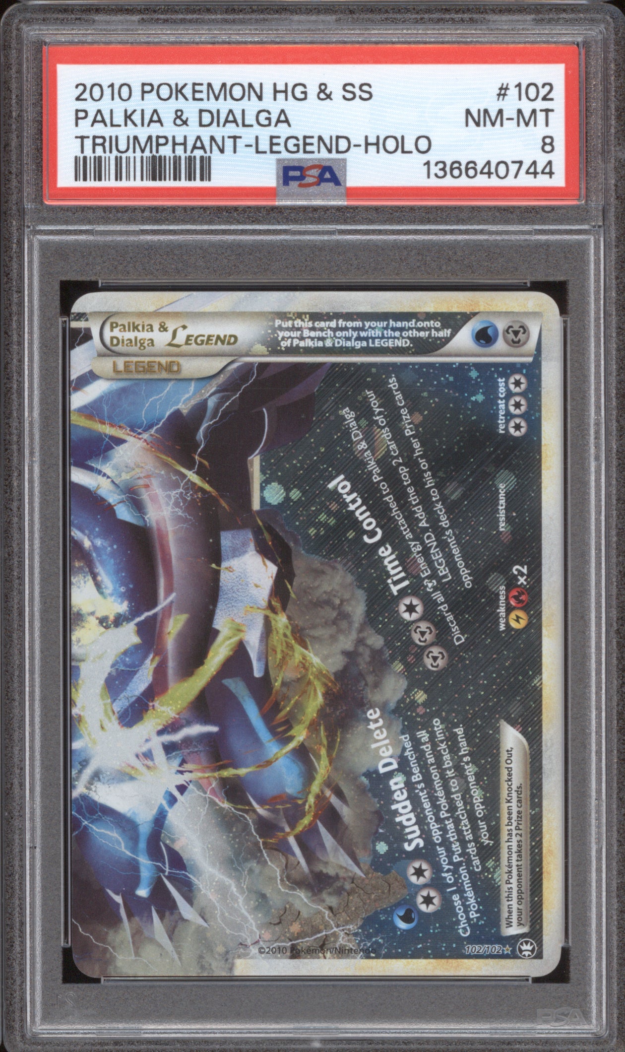 Palkia & Dialga Legend 2010 Pokemon Triumphant Holo 102/102 Holo PSA 8