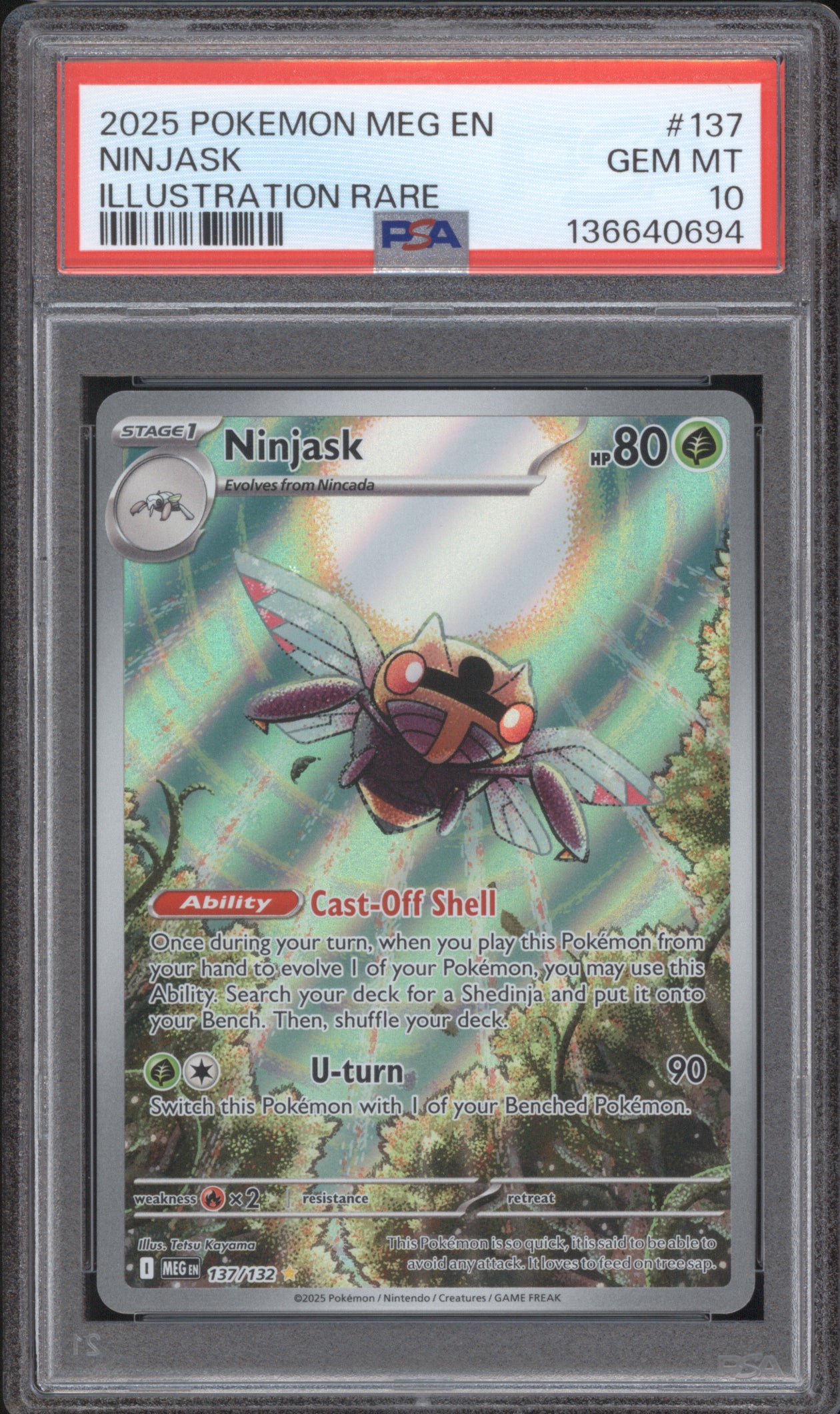 Ninjask 2025 Pokemon Mega Evolution 137/132 Illustration Rare PSA 10