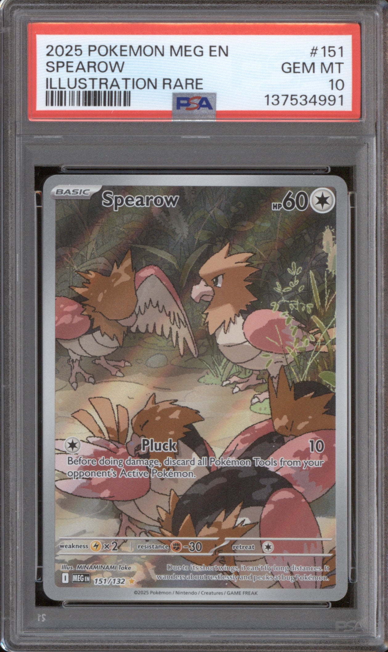 Spearow 2025 Pokemon Mega Evolution MEG 151/132 Illustration Rare PSA 10
