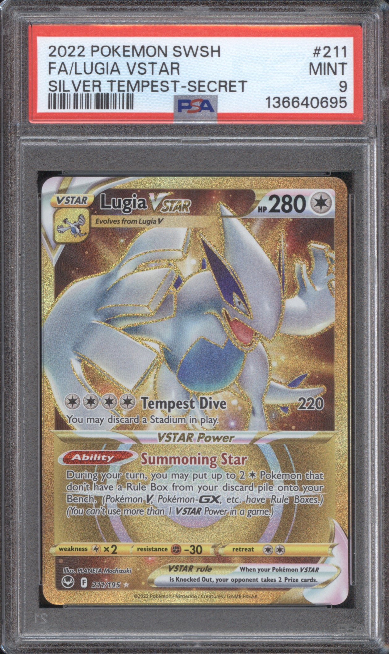 Lugia VSTAR 2022 Pokemon Silver Tempest 211/195 Secret Rare PSA 9
