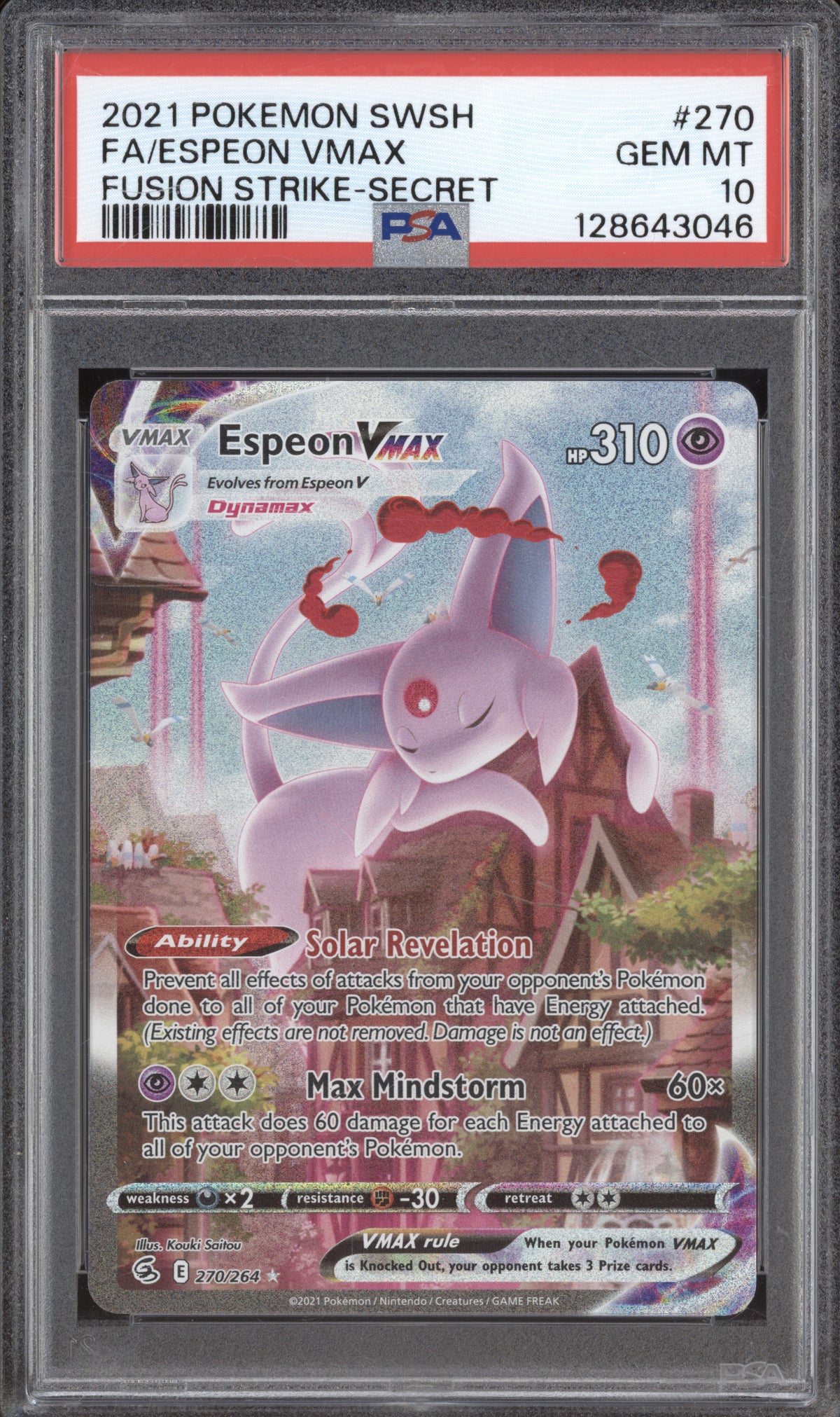 2021 Pokemon Fusion Strike 270 Espeon VMAX Secret Rare PSA 10