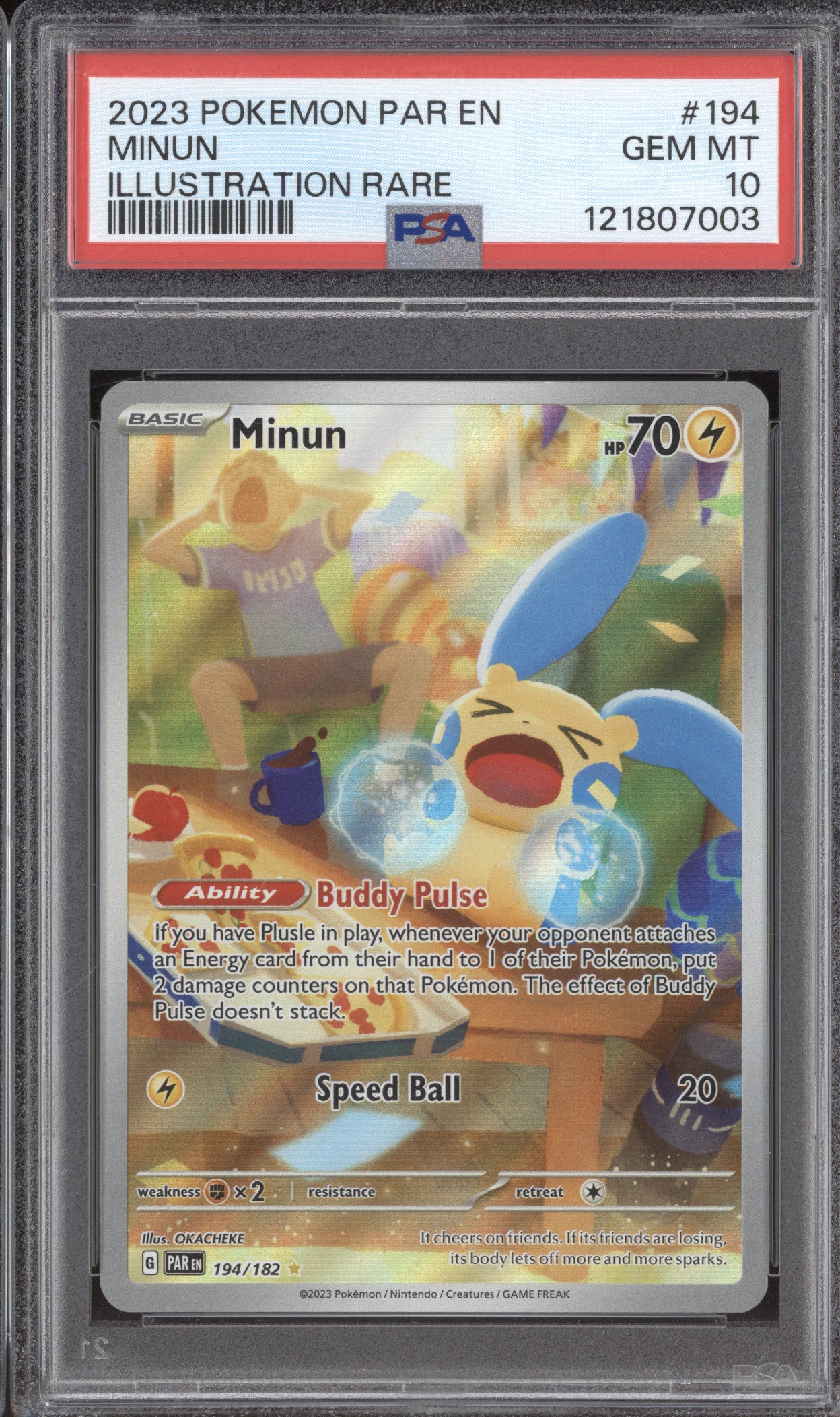 2023 Pokemon Paradox Rift PAR 194 Minun Illustration Rare PSA 10