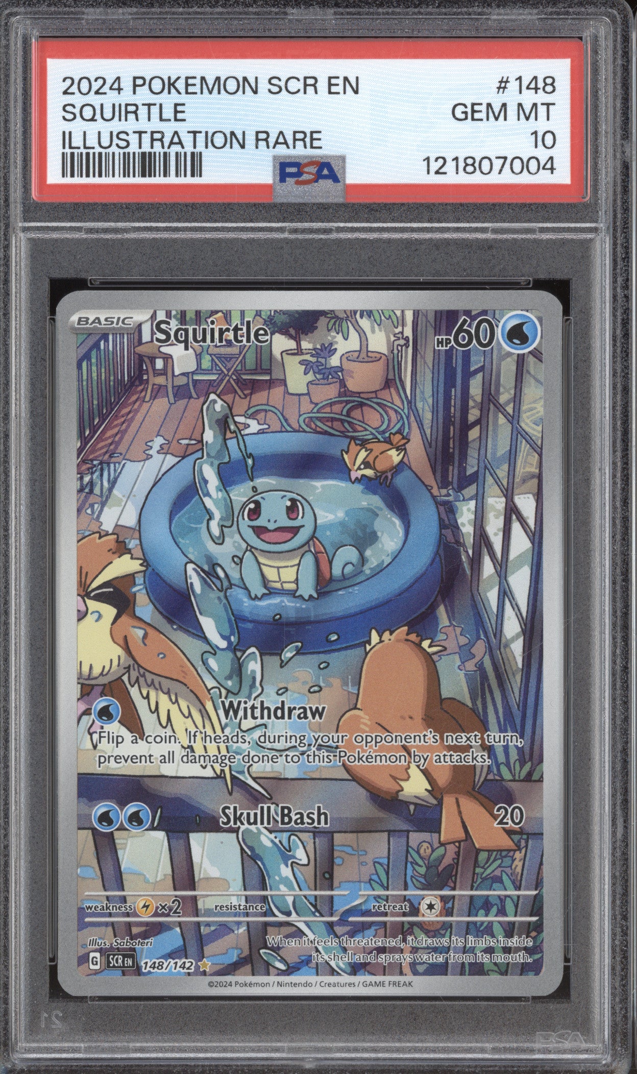 2024 Pokemon Stellar Crown SCR 148 Squirtle Illustration Rare PSA 10