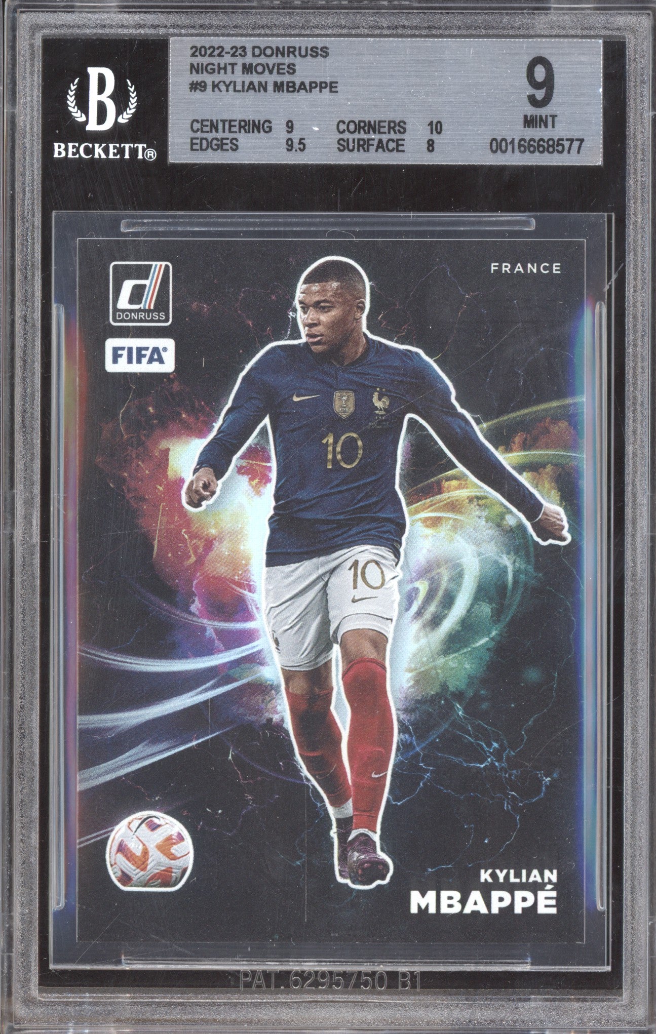 Kylian Mbappe 2022-23 Panini Donruss 9 Night Moves BGS 9