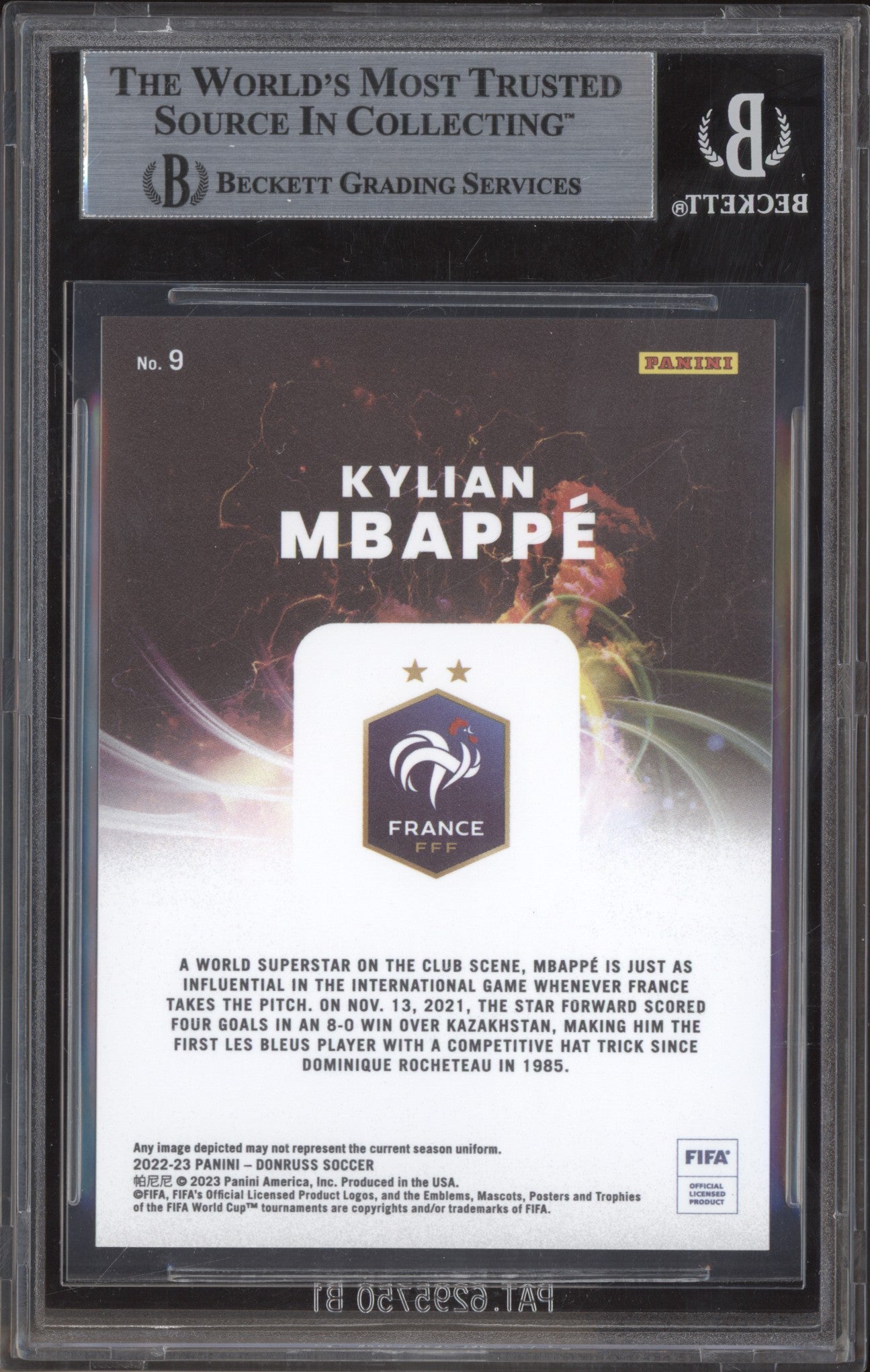 Kylian Mbappe 2022-23 Panini Donruss 9 Night Moves BGS 9