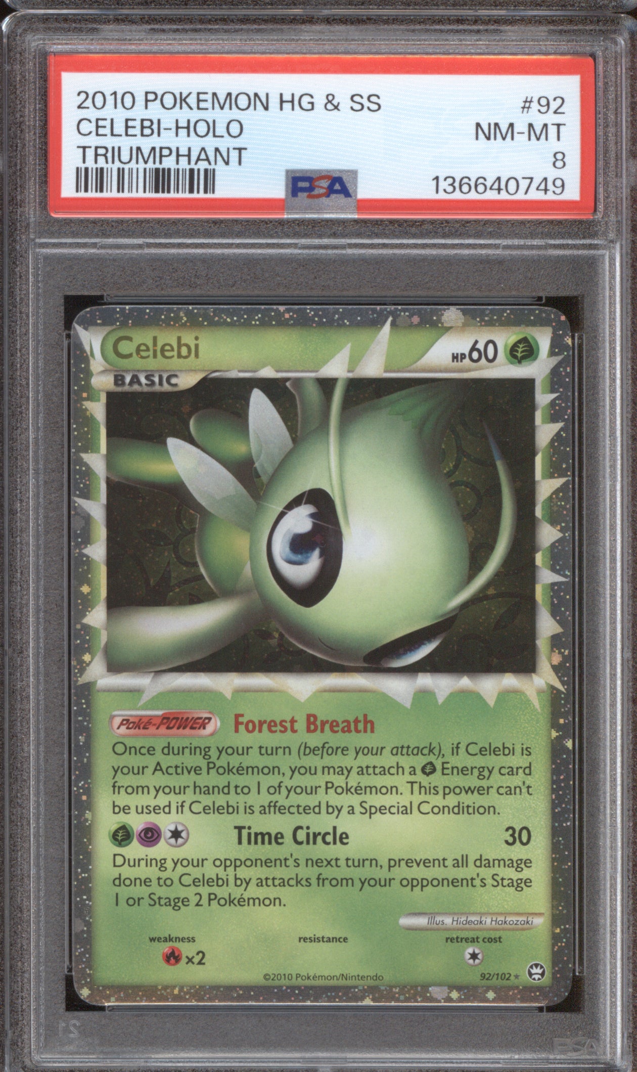 Celebi Prime 2010 Pokemon Triumphant 92/102 Holo PSA 8