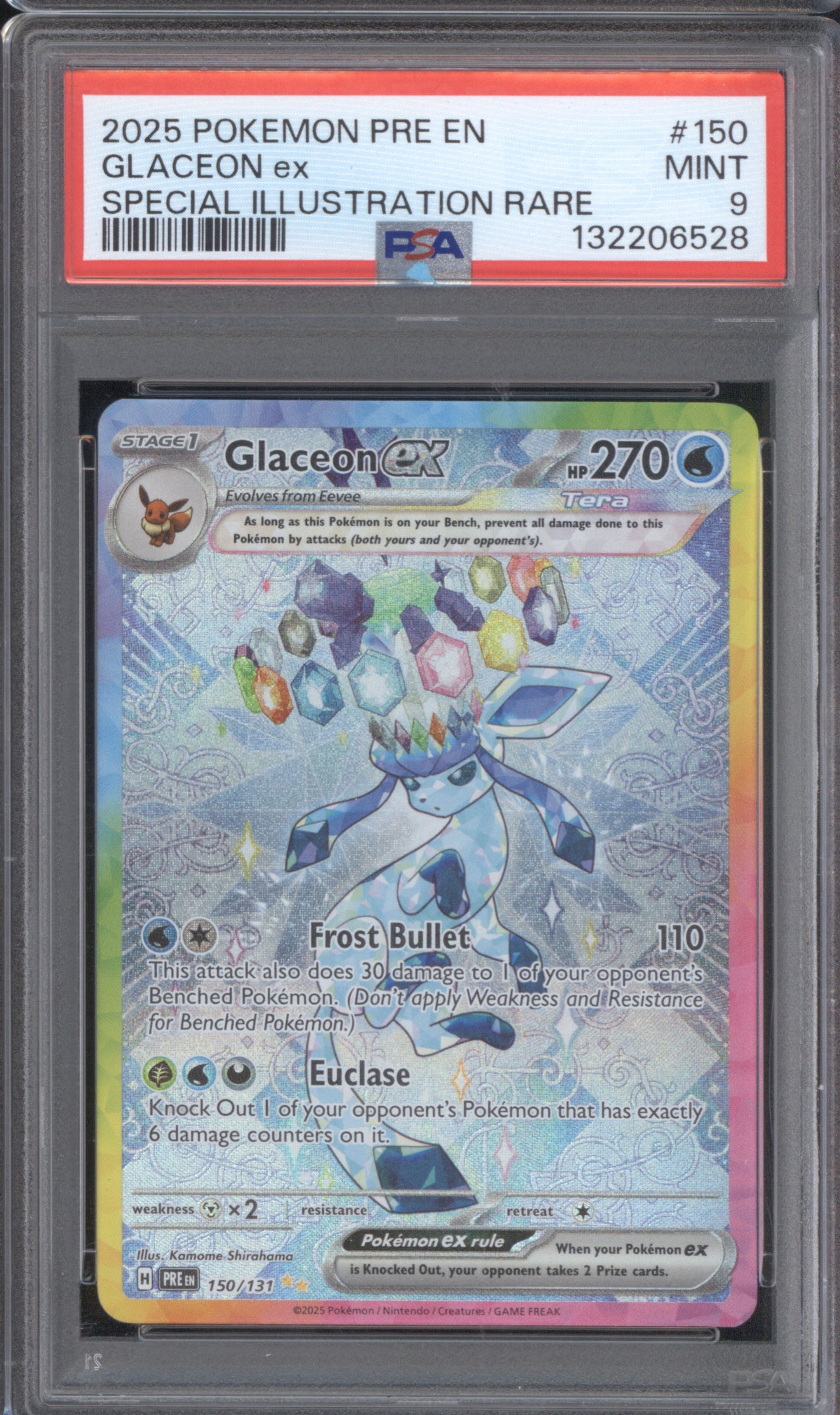 Glaceon ex Pokemon Prismatic Evolutions PRE 150/131 Special Illustration PSA 9