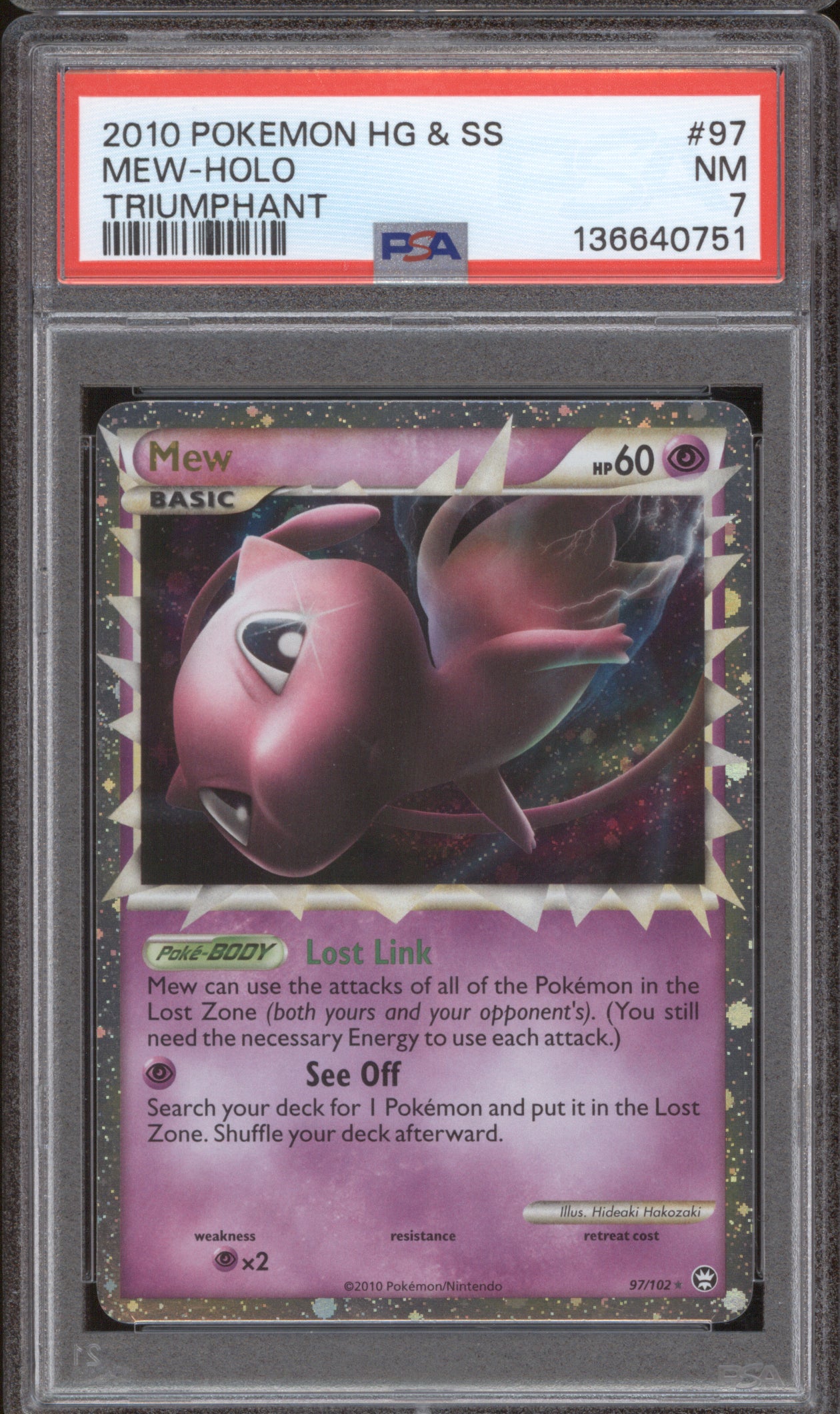Mew Prime 2010 Pokemon Triumphant 97/102 Holo PSA 7