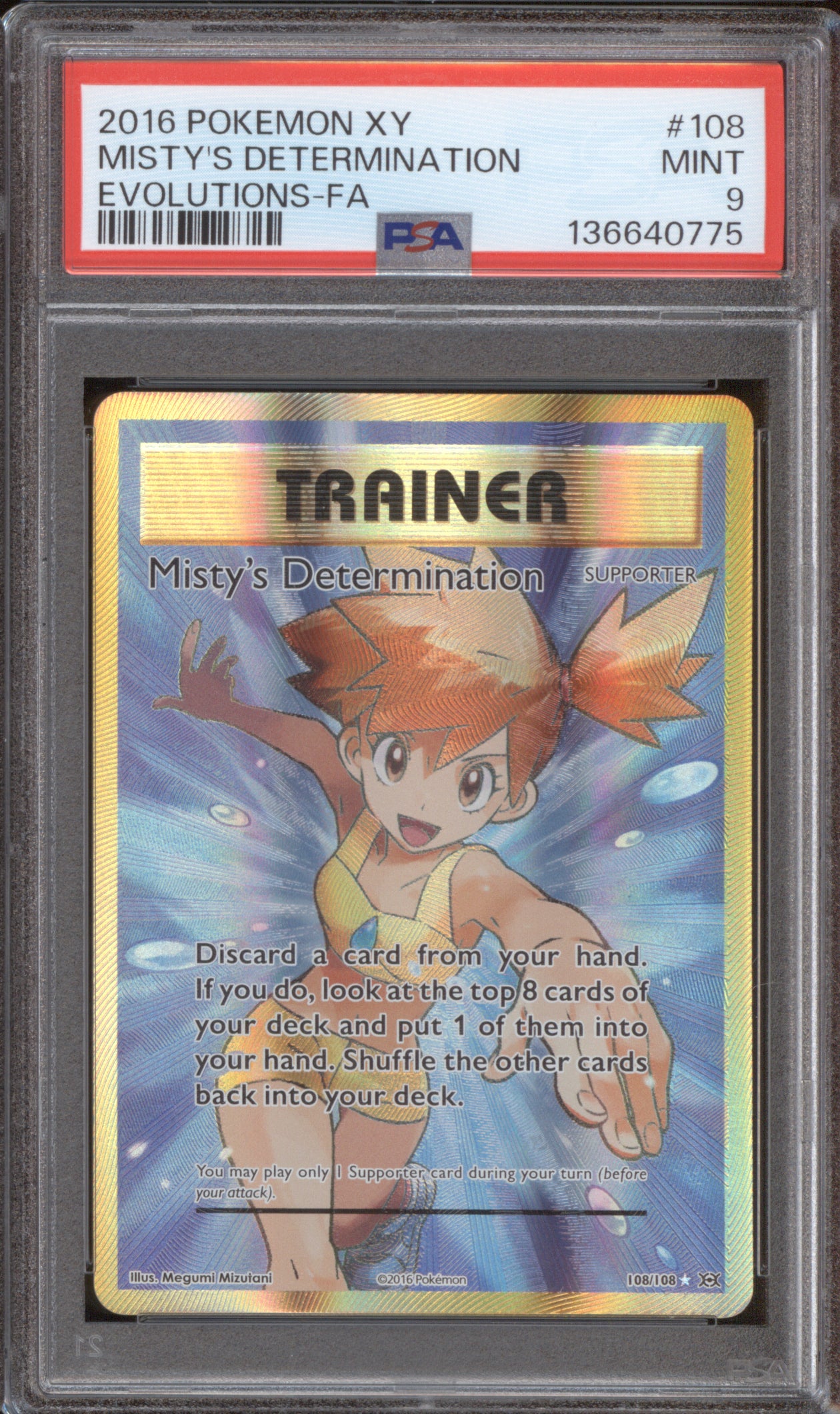 Misty's Determination 2016 Pokemon Evolutions 108/108 PSA 9
