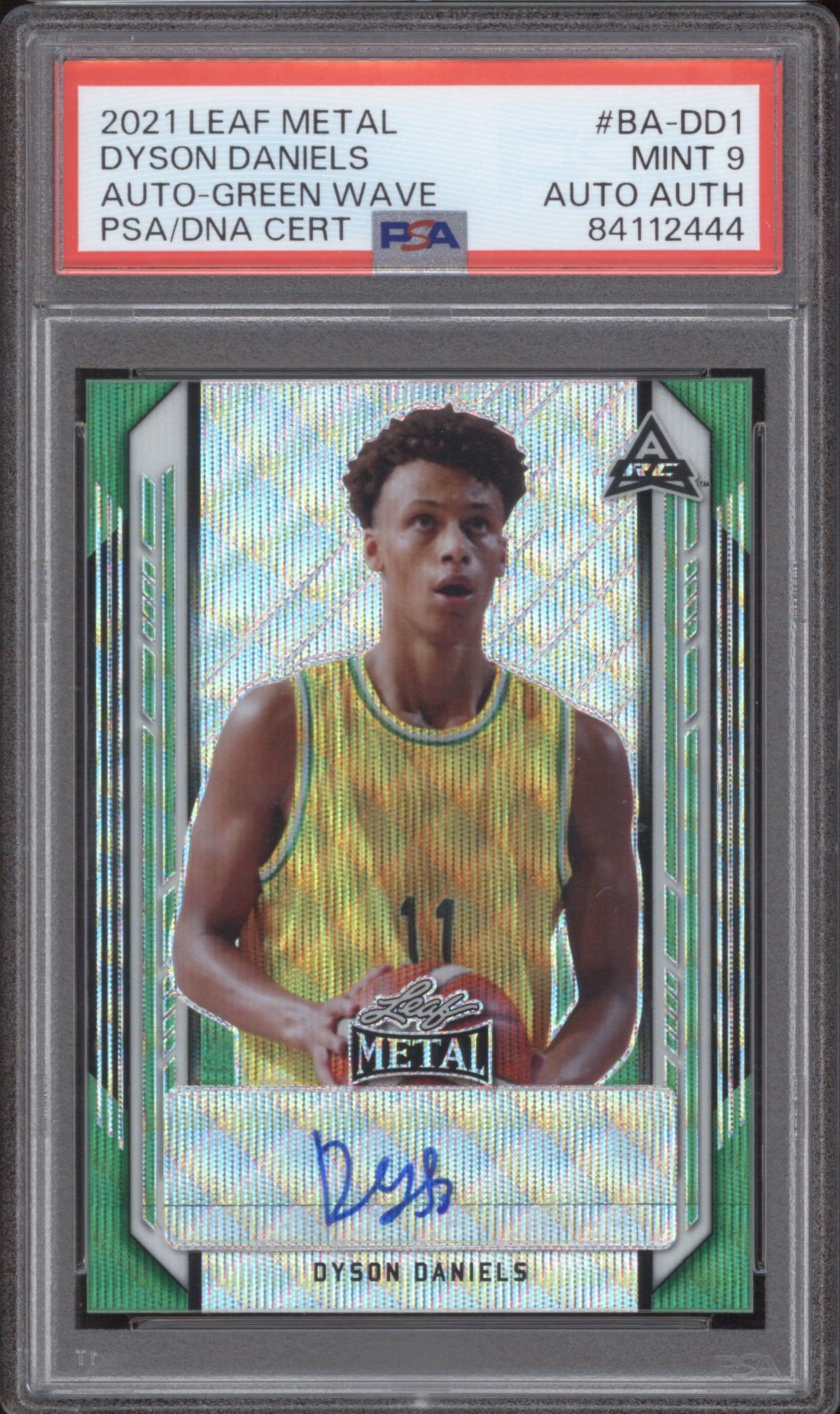 Dyson Daniels 2021 Leaf Metal BA-DD1 Green Wave PSA 9 AUTH AUTO