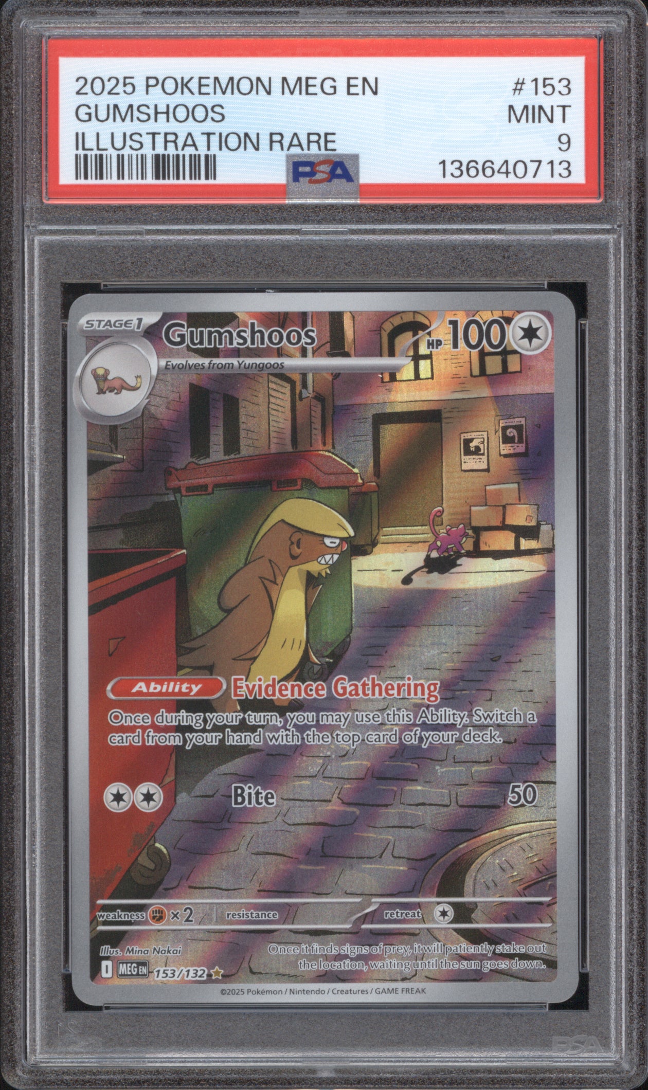 Gumshoos 2025 Pokemon Mega Evolution MEG 153/132 PSA 9