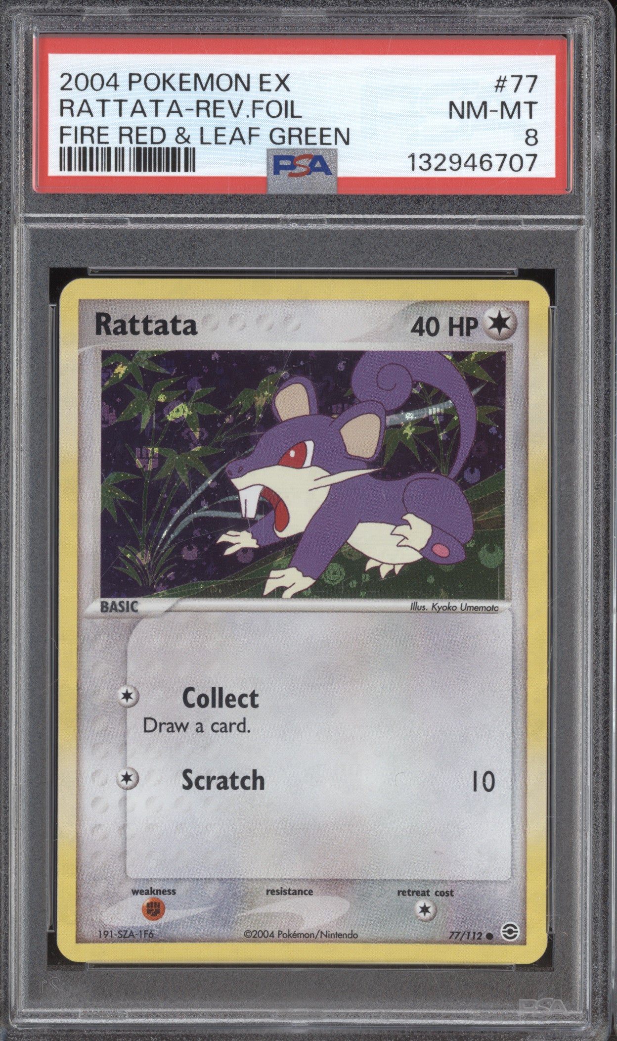 Rattata 2004 Pokemon Fire Red & Leaf Green 77/112 Reverse Holo PSA 8