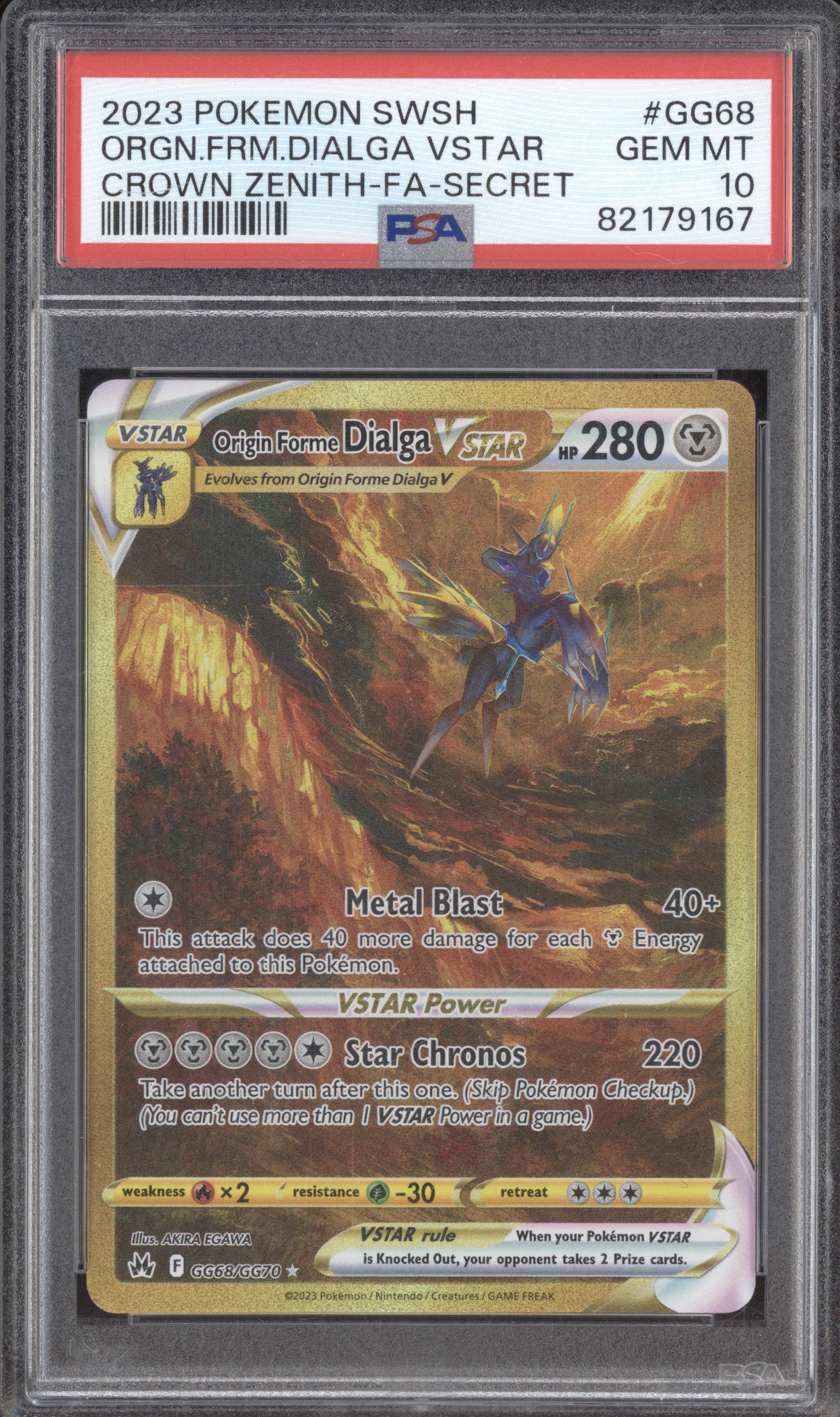 Origin Forme Dialga VSTAR 2023 Pokemon Crown Zenith GG68/GG70 Secret Rare PSA 10