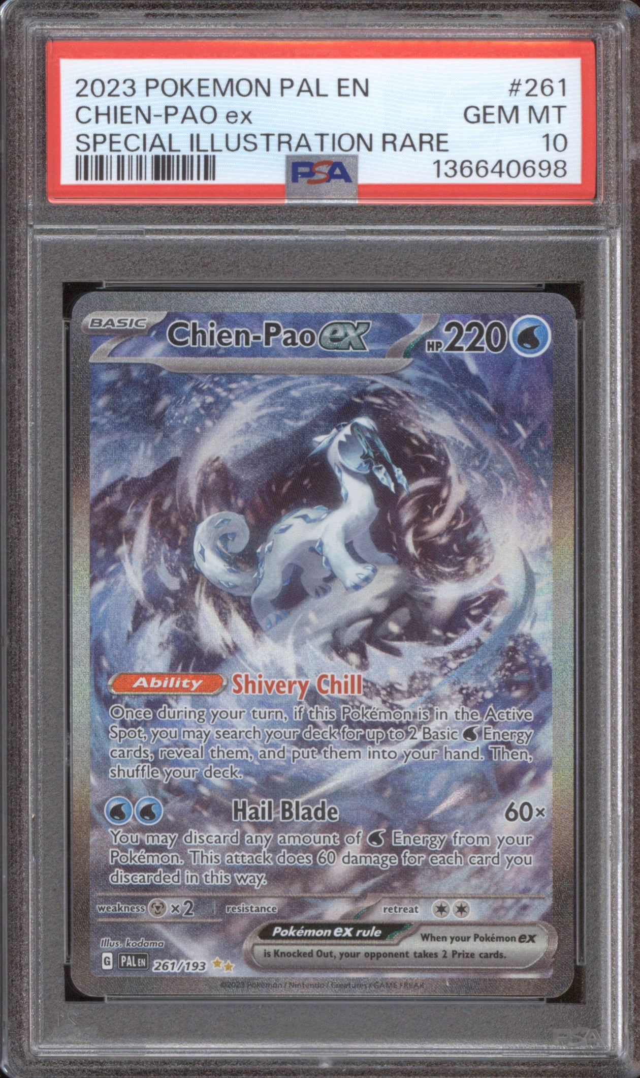 Chien-Pao ex 2023 Pokemon Paldea Evolved PAL 261/193 Special Illustration PSA 10