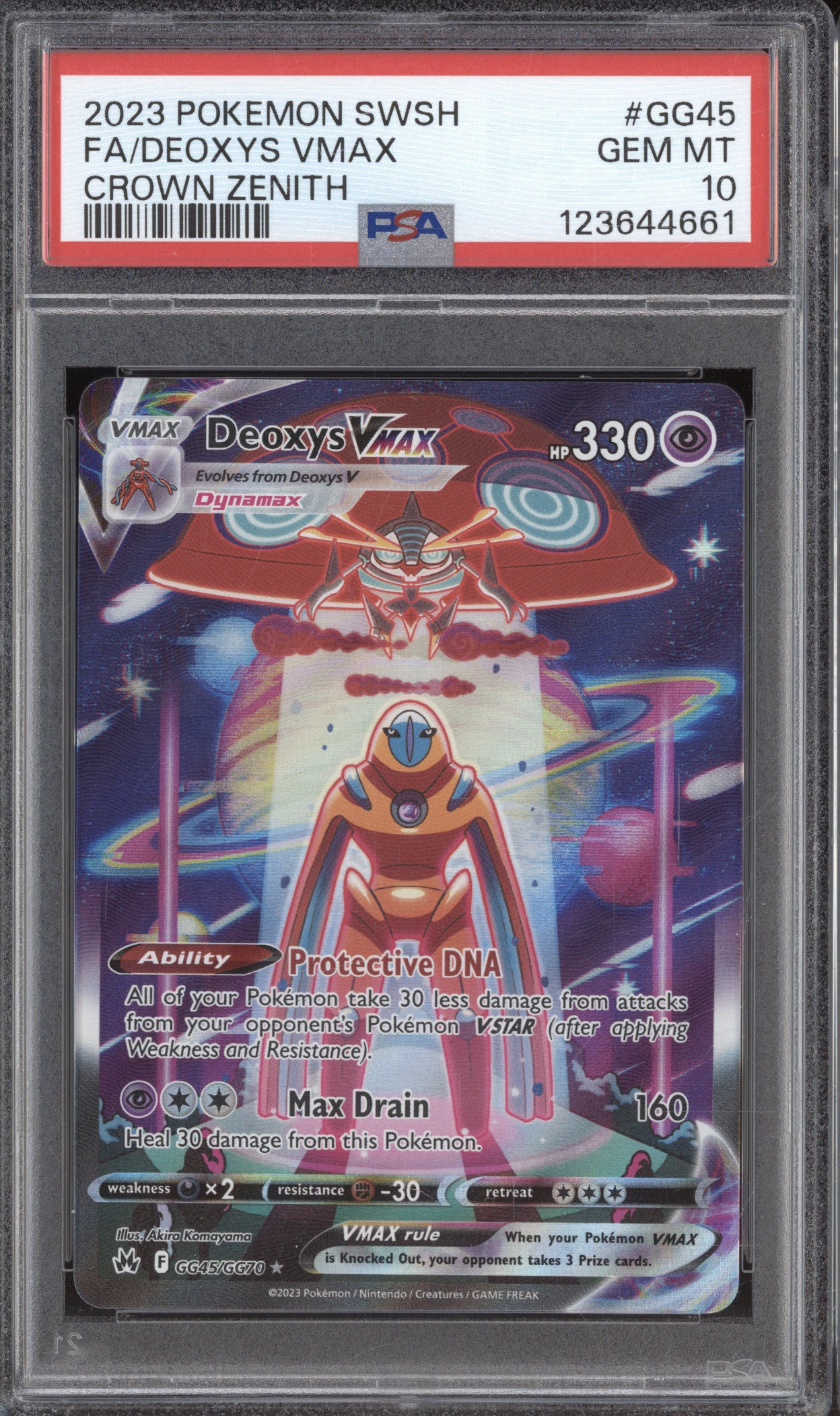 2023 Pokemon Crown Zenith GG45 Deoxys VMAX Full Art PSA 10