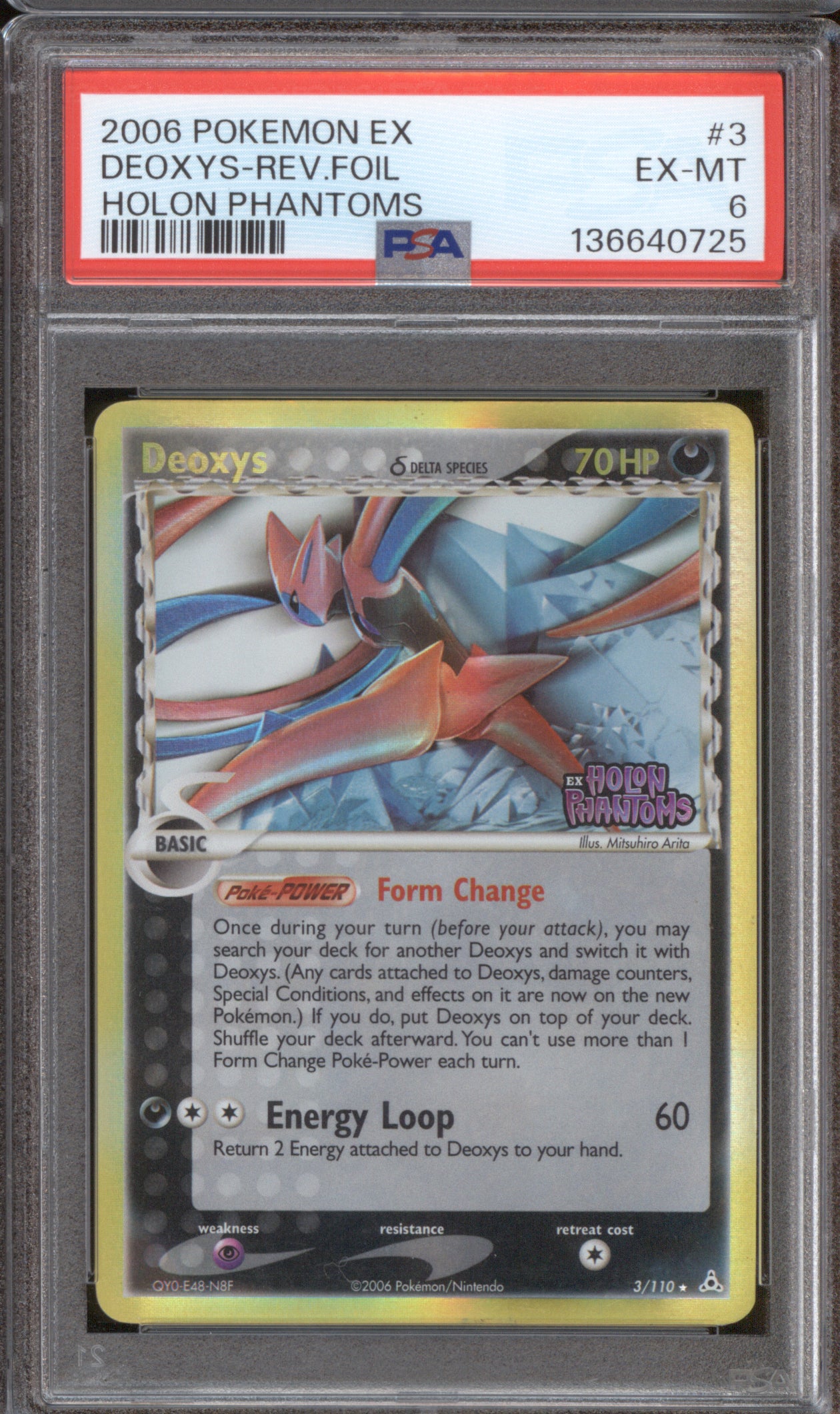 Deoxys 2006 Pokemon EX Holon Phantoms 3/110 Reverse Holo PSA 6