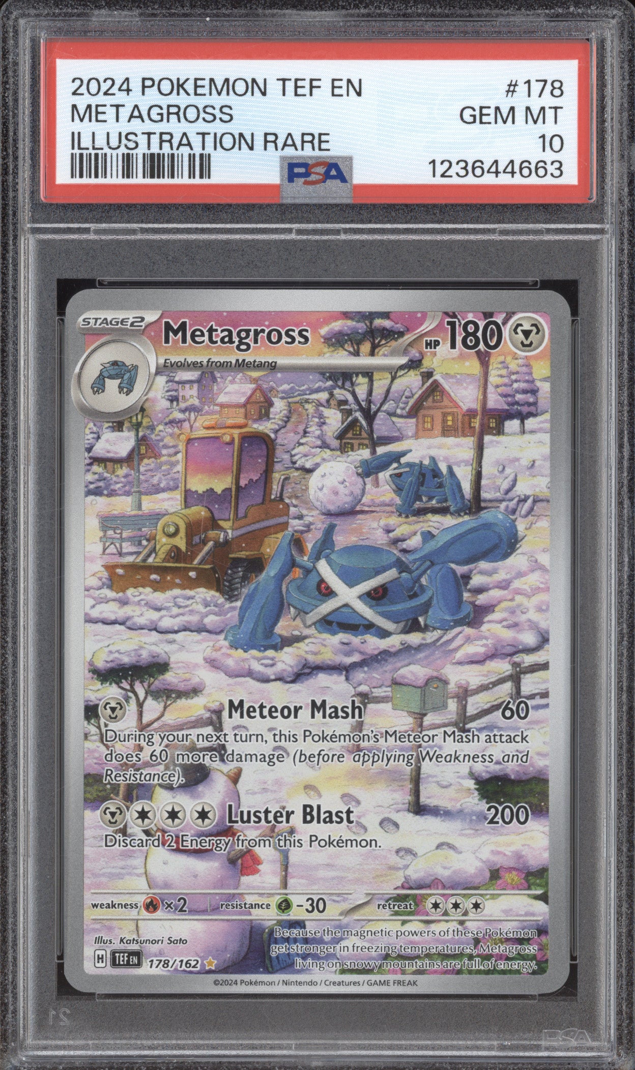 2024 Pokemon Temporal Forces Metagross TEF 178 Illustration Rare PSA 10