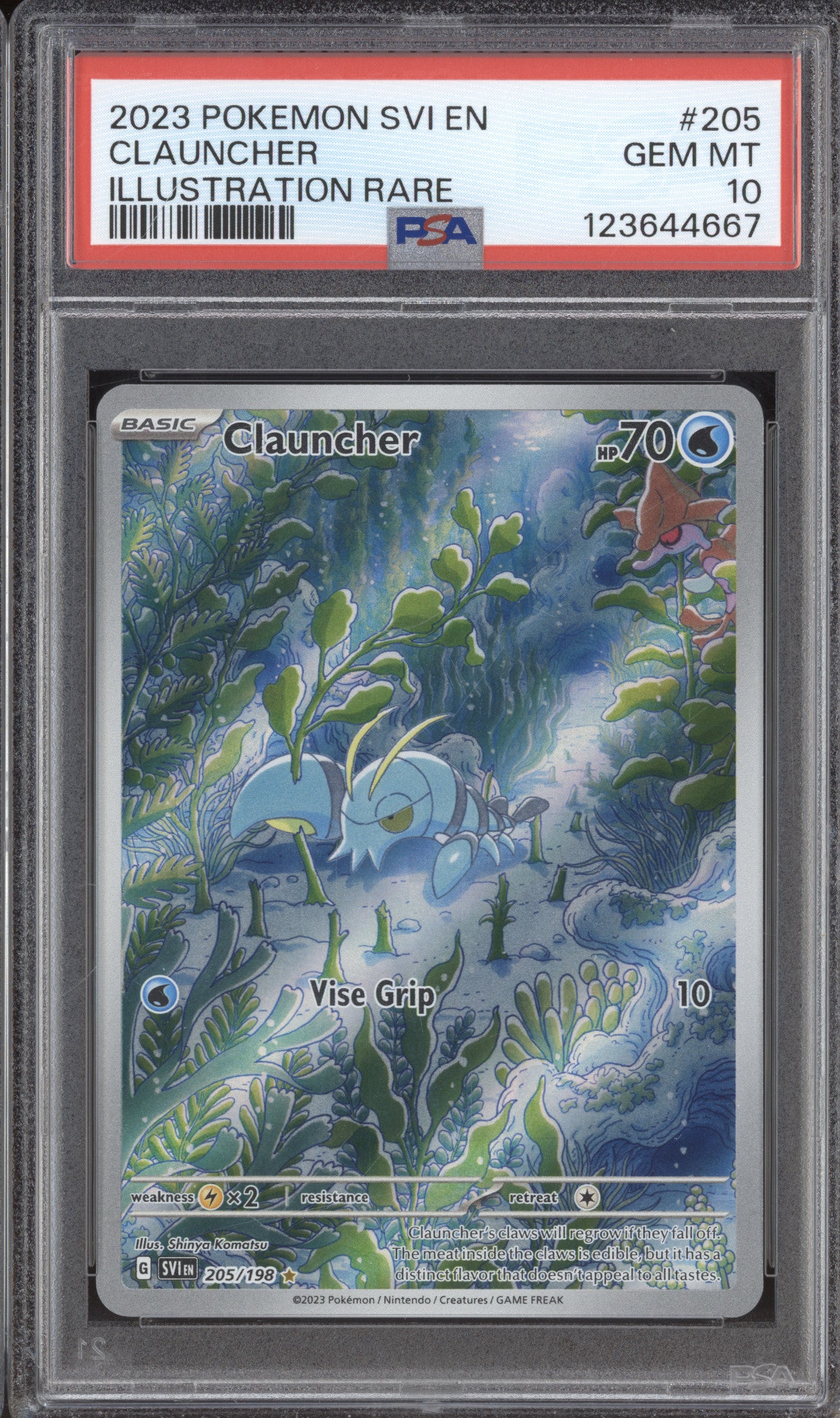2023 Pokemon Scarlet & Violet SVI 205 Clauncher Illustration Rare PSA 10