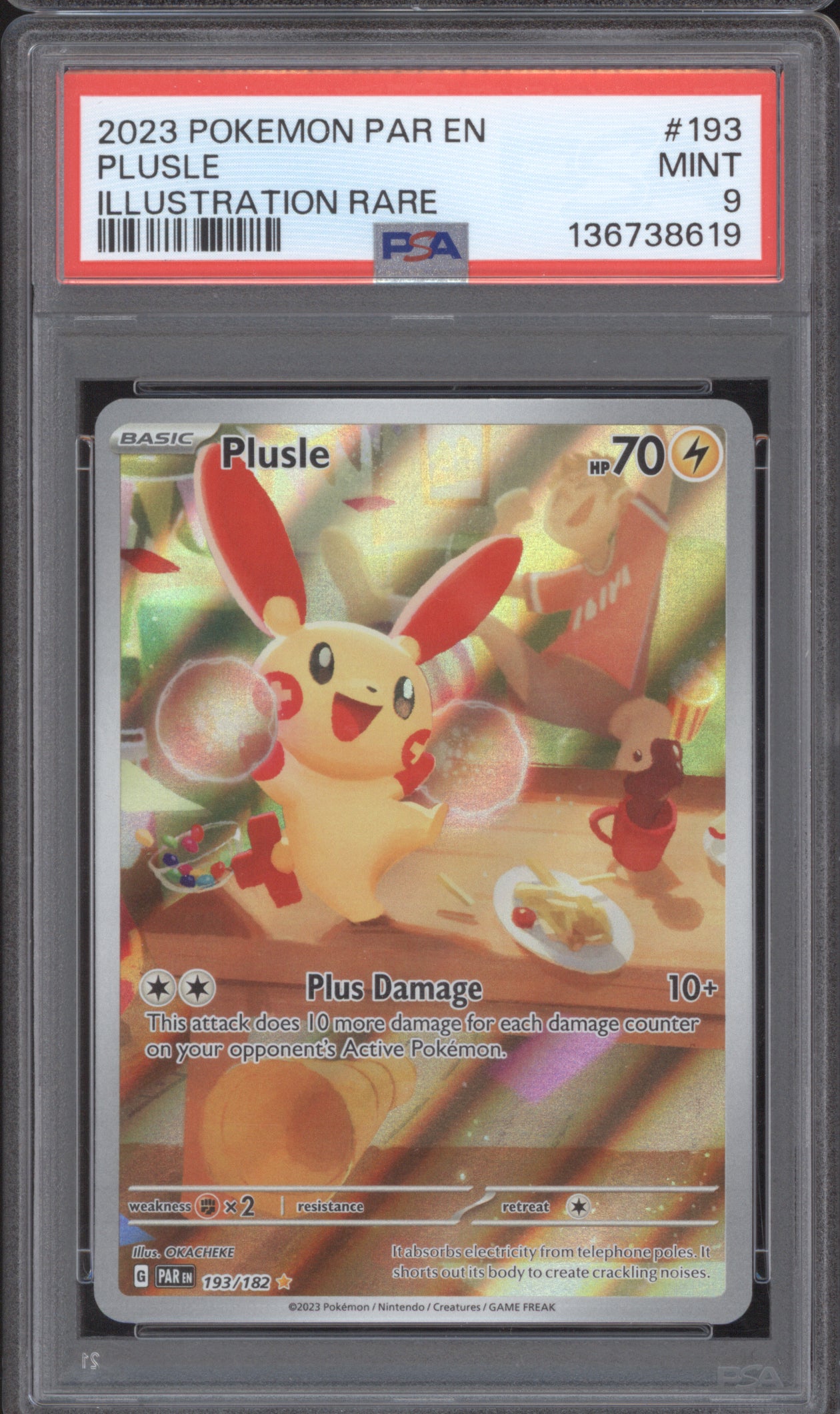 Plusle 2023 Pokemon Paradox Rift PAR 193/182 Illustration Rare PSA 9