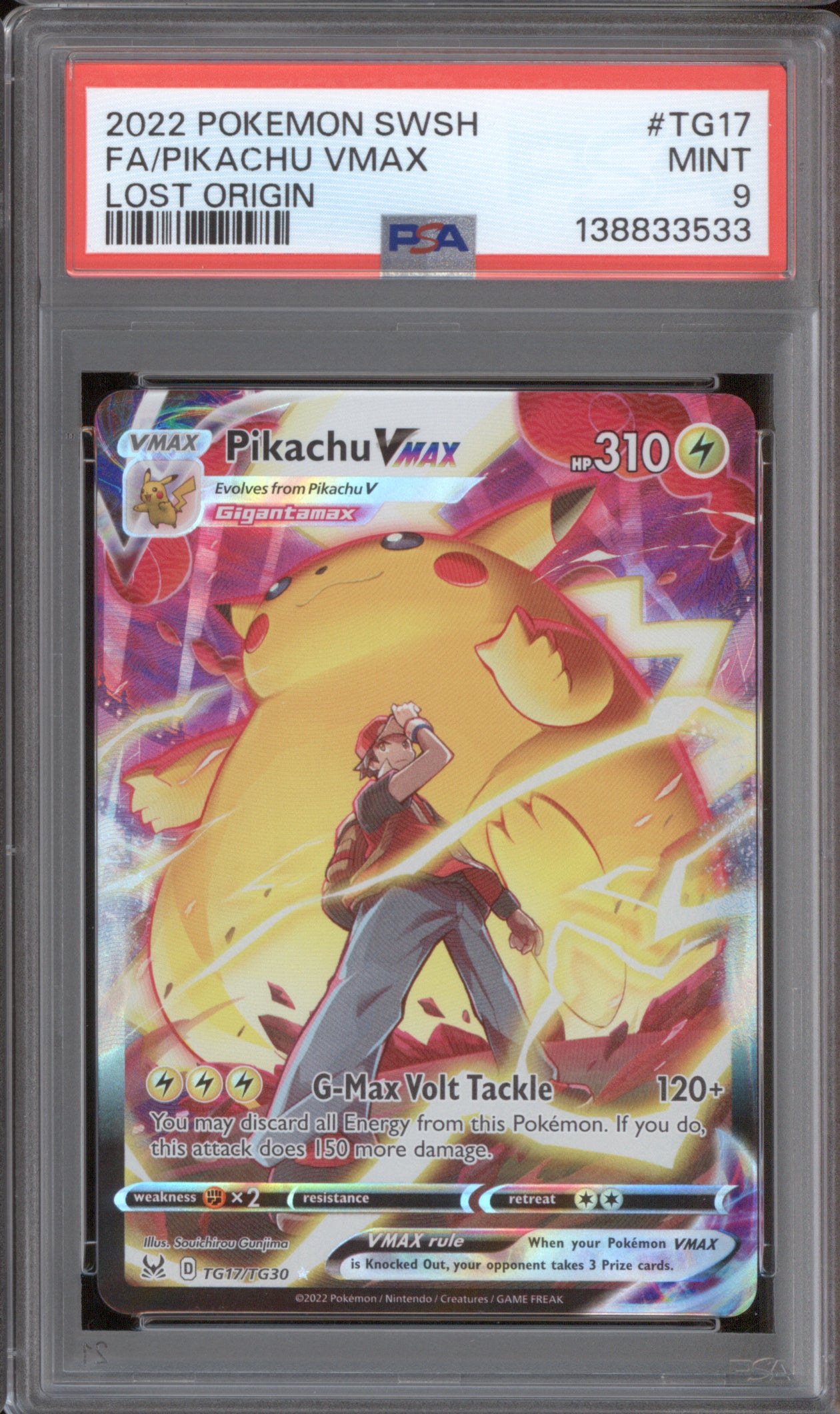 Pikachu VMAX 2022 Pokemon Lost Origin TG17/TG30 PSA 9