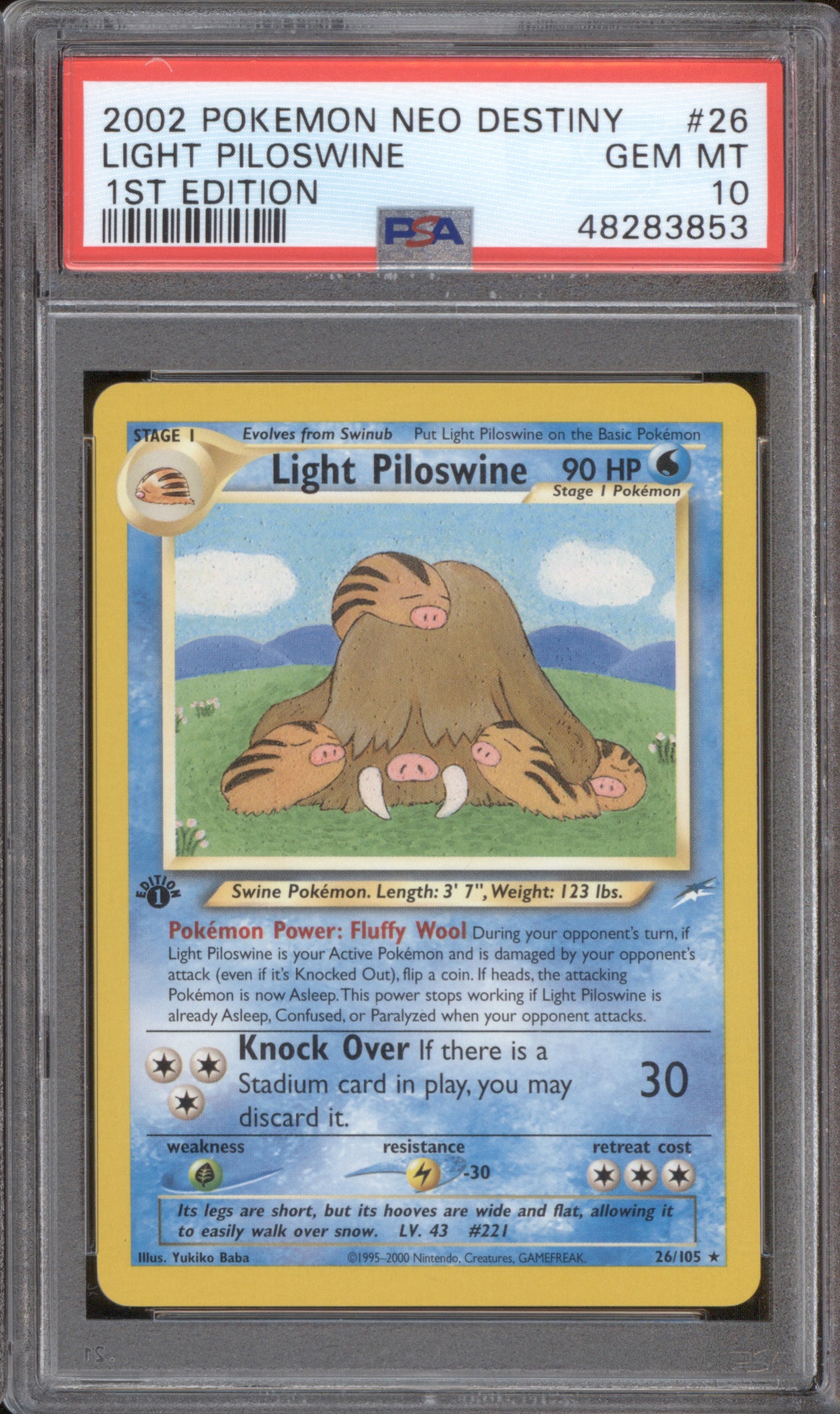 Light Piloswine 2002 Pokemon Neo Destiny 26/105 1st Edition PSA 10
