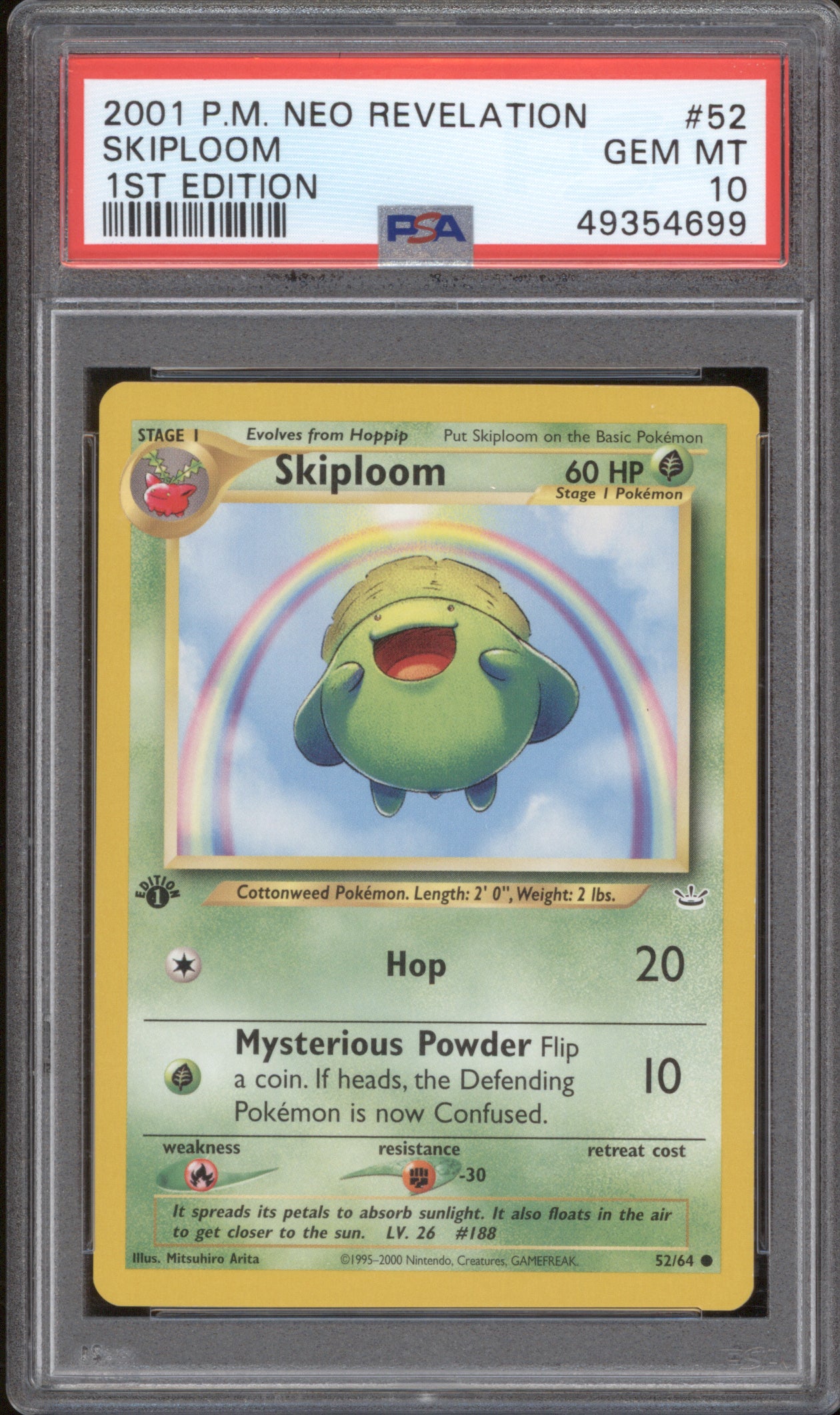 Skiploom 2001 Pokemon Neo Revelation 52/64 1st Edition PSA 10