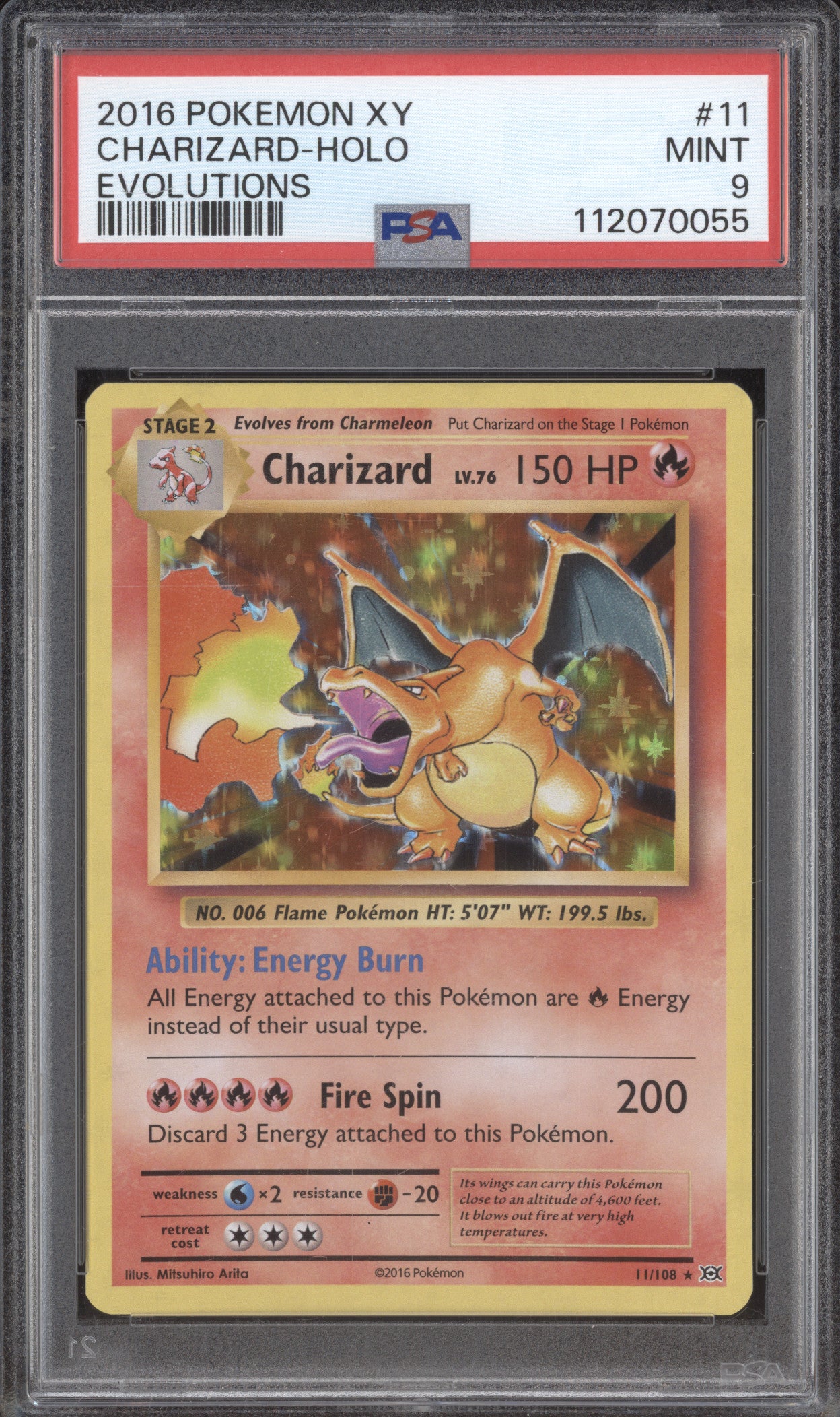 2016 Pokemon XY Evolutions 11/108 Charizard Holo PSA 9
