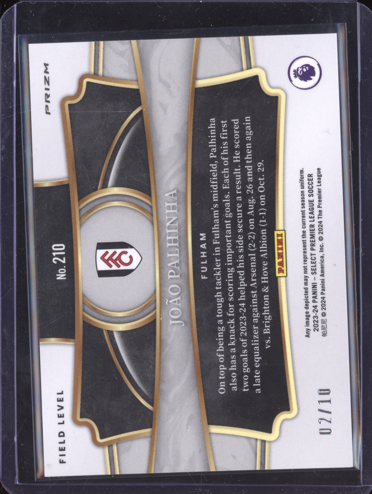 Joao Palhinha 2023-24 Panini Select Premier League 210 Gold Wave 2/10