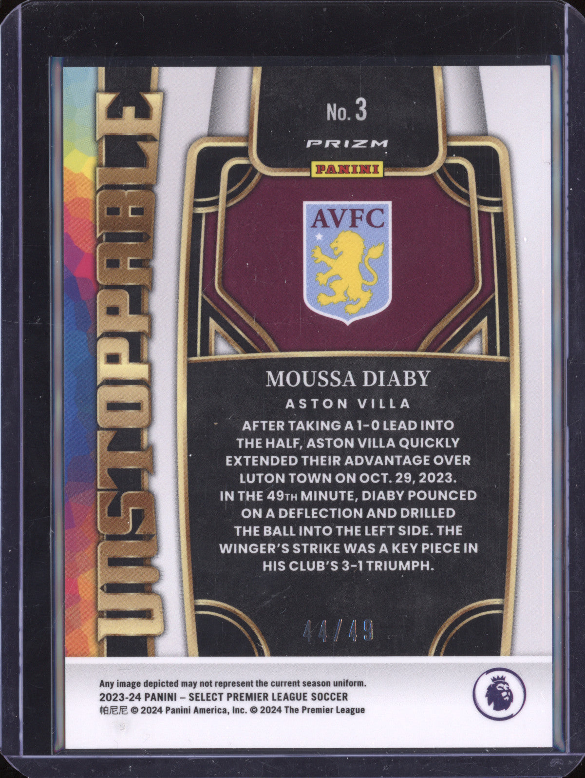 Moussa Diaby 2023-24 Panini Select Premier League 3 Unstoppable Tie-Dye 44/49